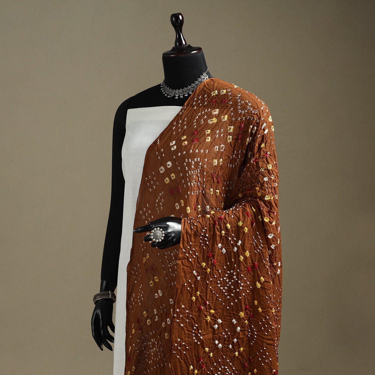 Kutch tie-dye cotton bandhani dupatta 63 - handcrafted