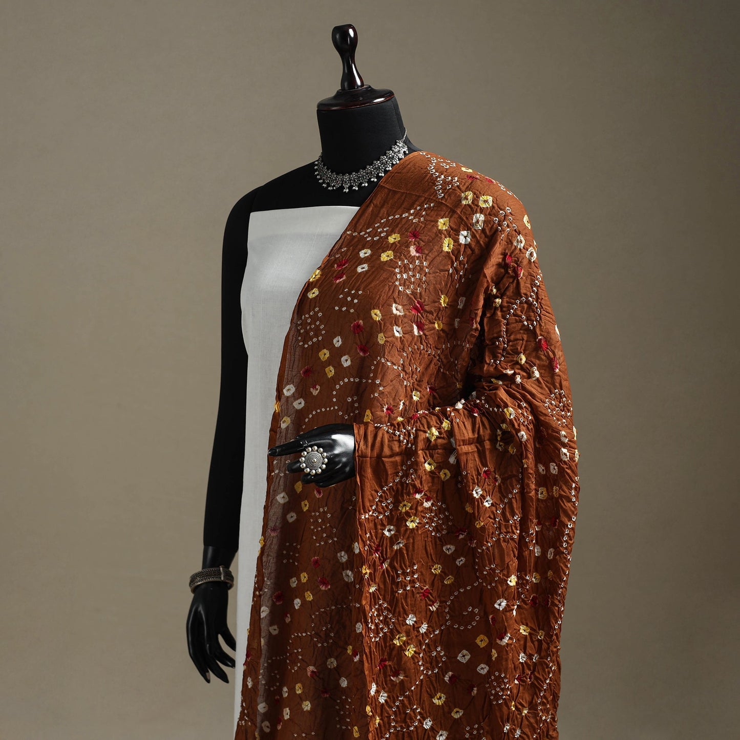 Kutch tie-dye cotton bandhani dupatta 66 - handcrafted