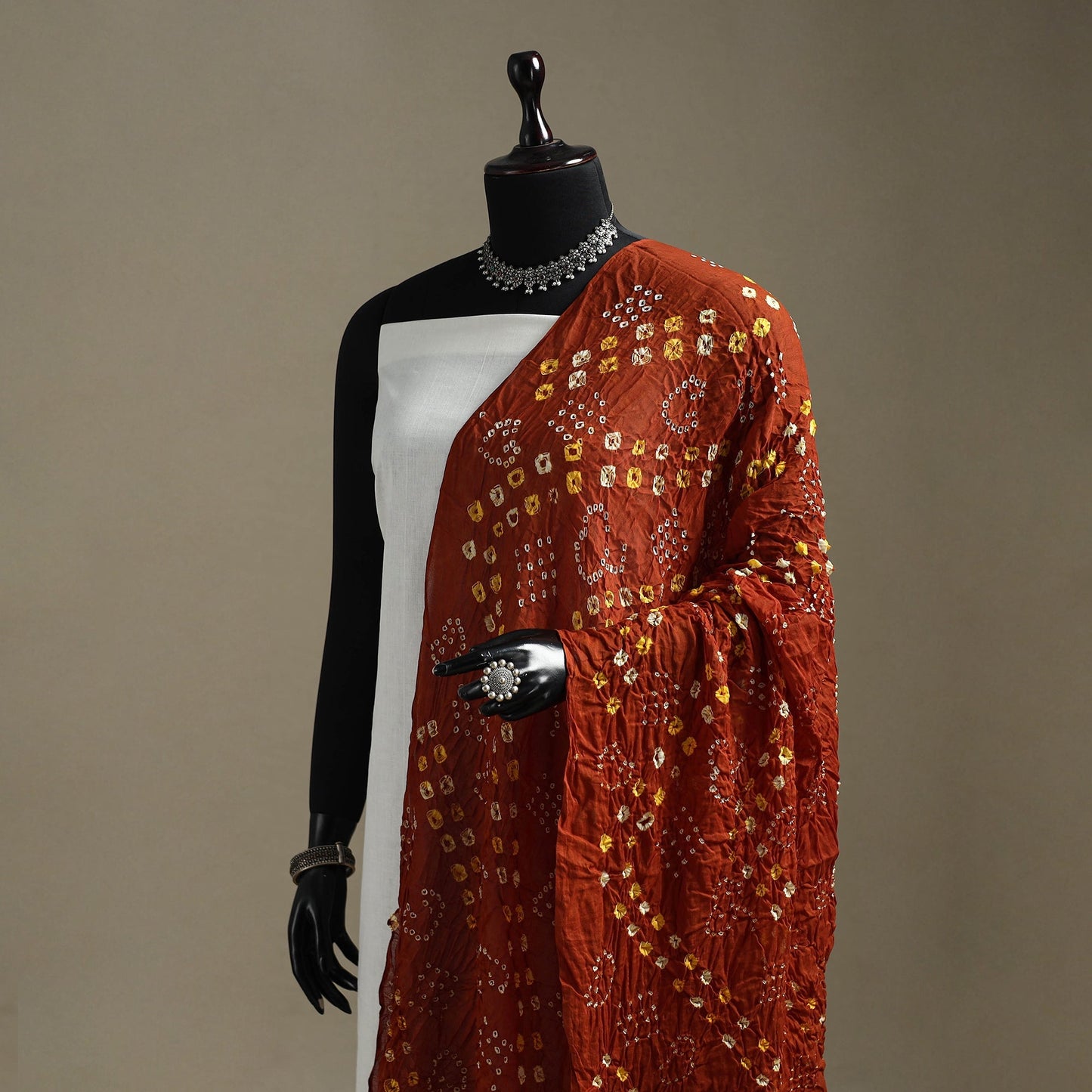 Kutch tie-dye cotton bandhani dupatta 81 - handcrafted