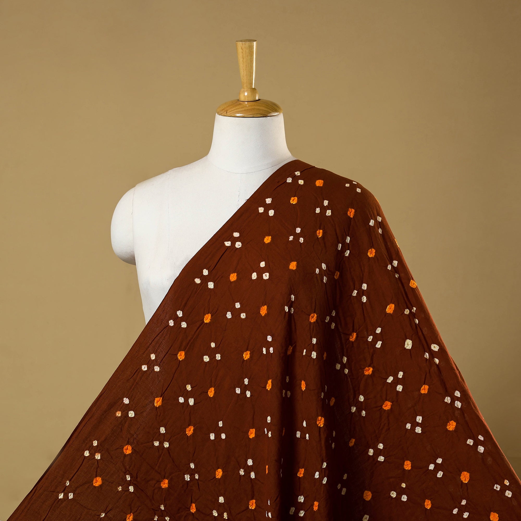 Brown - Kutch Tie-Dye Cotton Bandhani Fabric