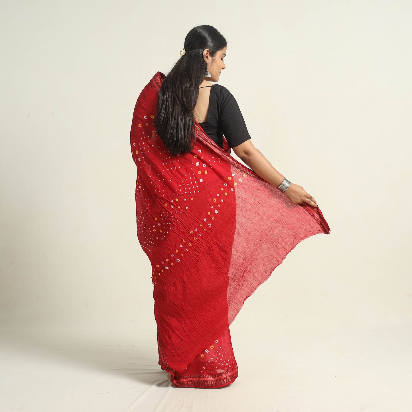Brown Kutch Tie-Dye Bandhani Saree