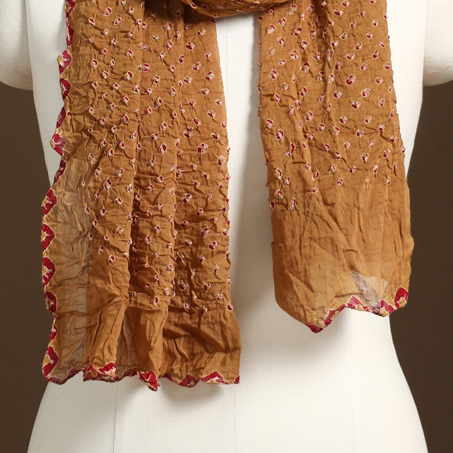 Brown Kutch Tie-Dye Cotton Bandhani Stole