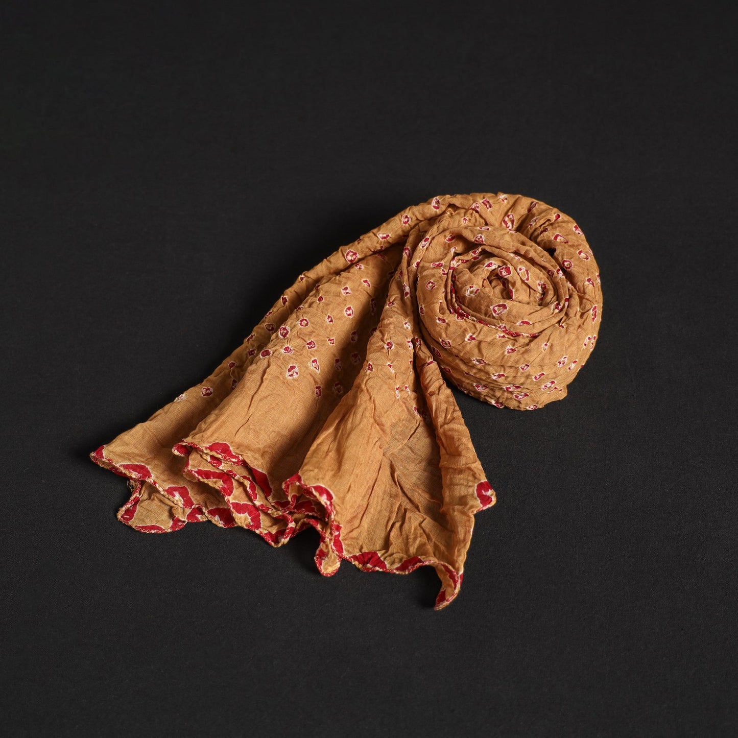 Brown Kutch Tie-Dye Cotton Bandhani Stole