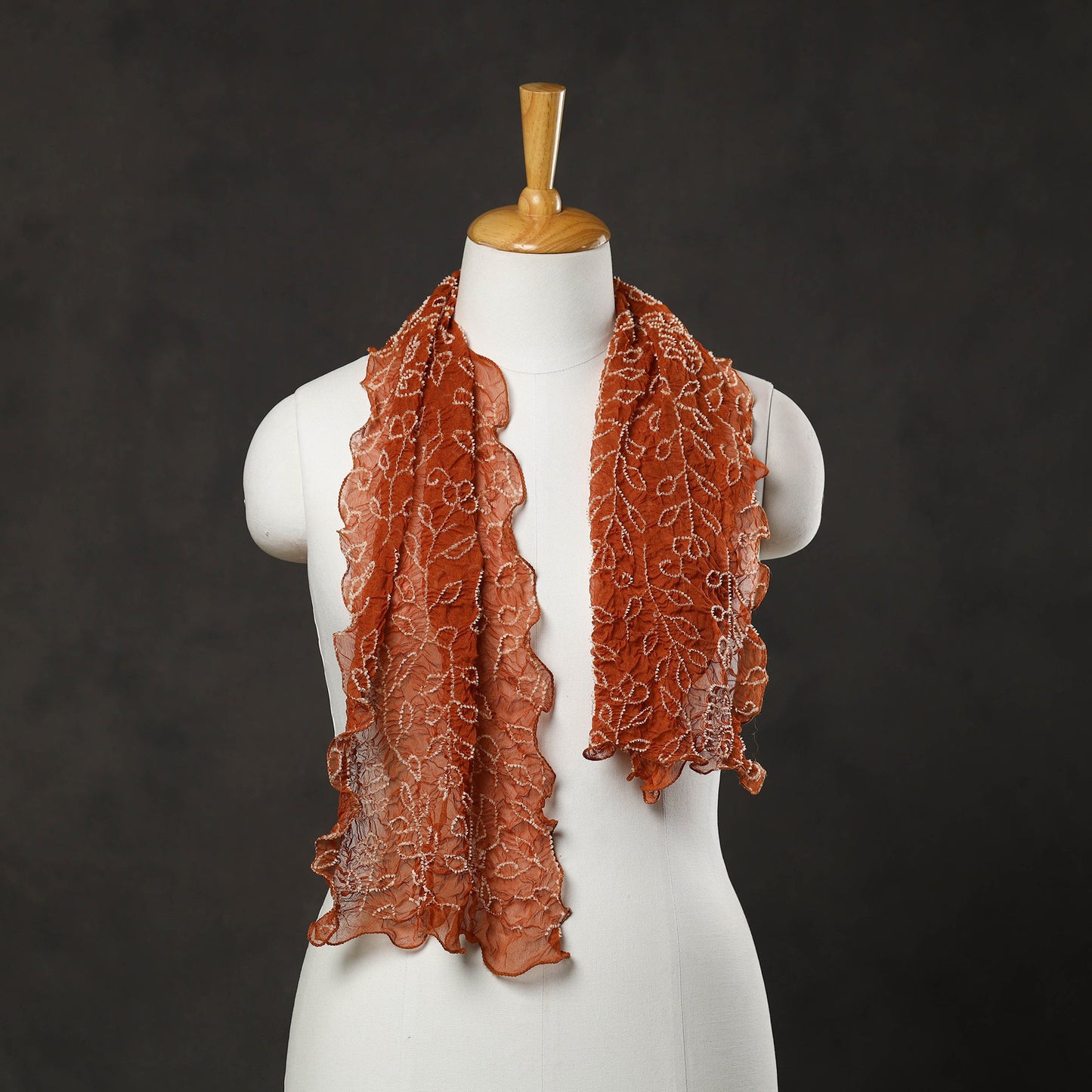 Kutch Tie & Dye Brown Georgette Bandhani Stole