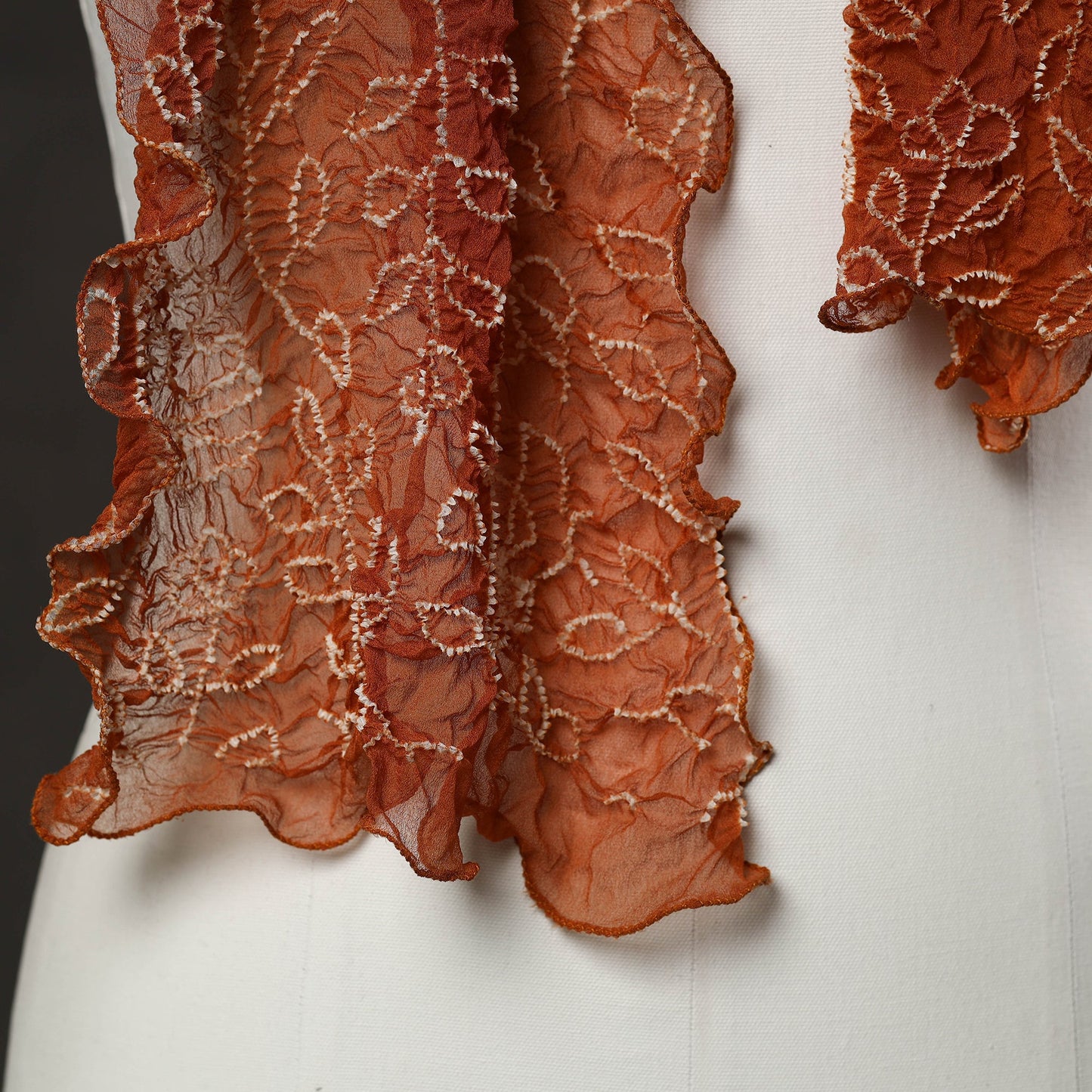 Kutch Tie & Dye Brown Georgette Bandhani Stole