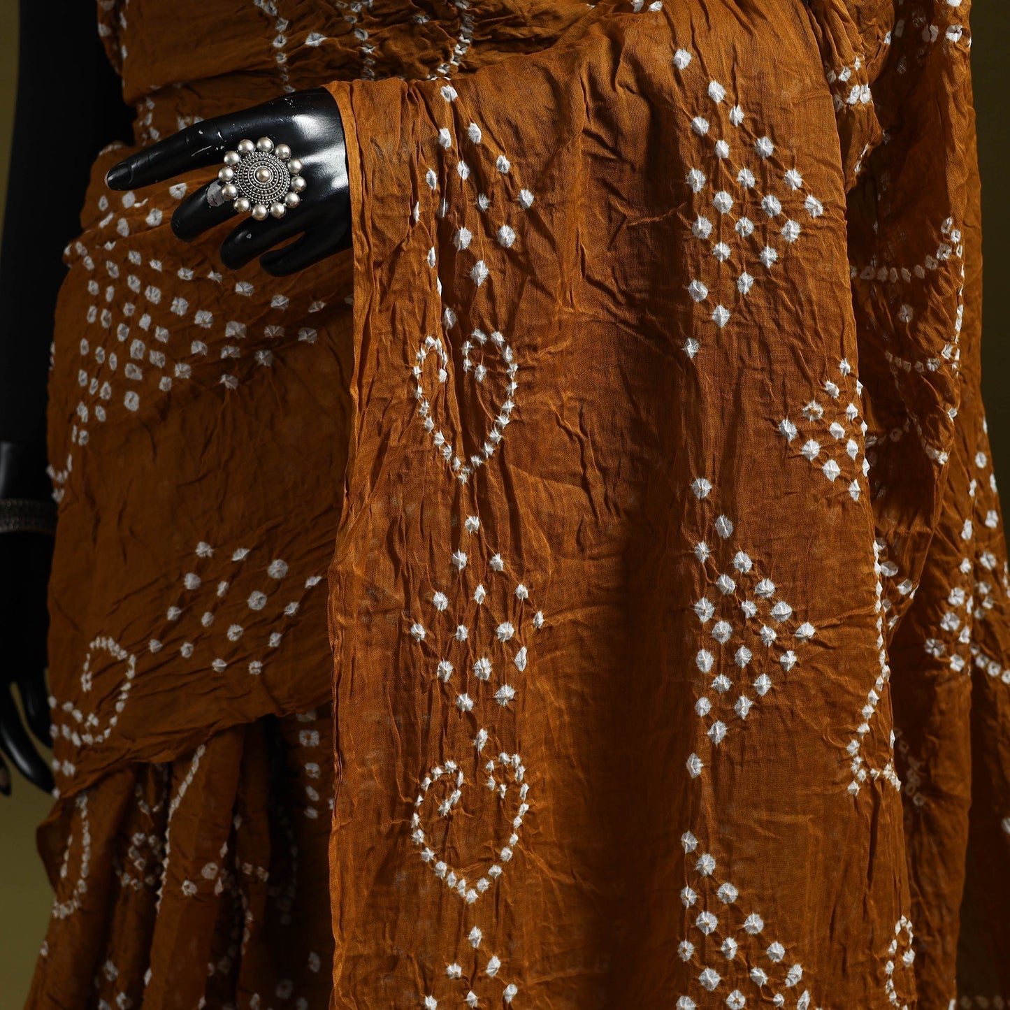 Kutch tie-dye pure cotton bandhani saree 05 - handcrafted