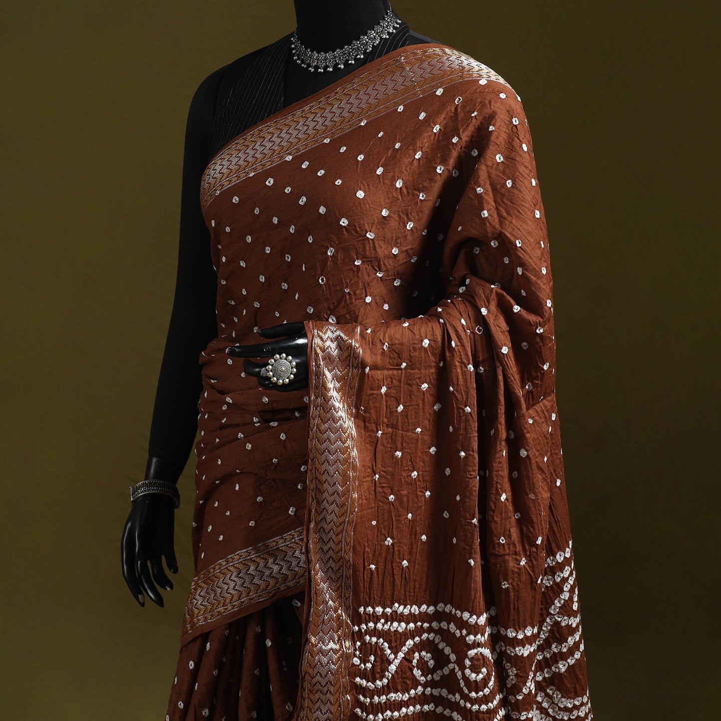 Kutch tie-dye pure cotton bandhani saree with border 23