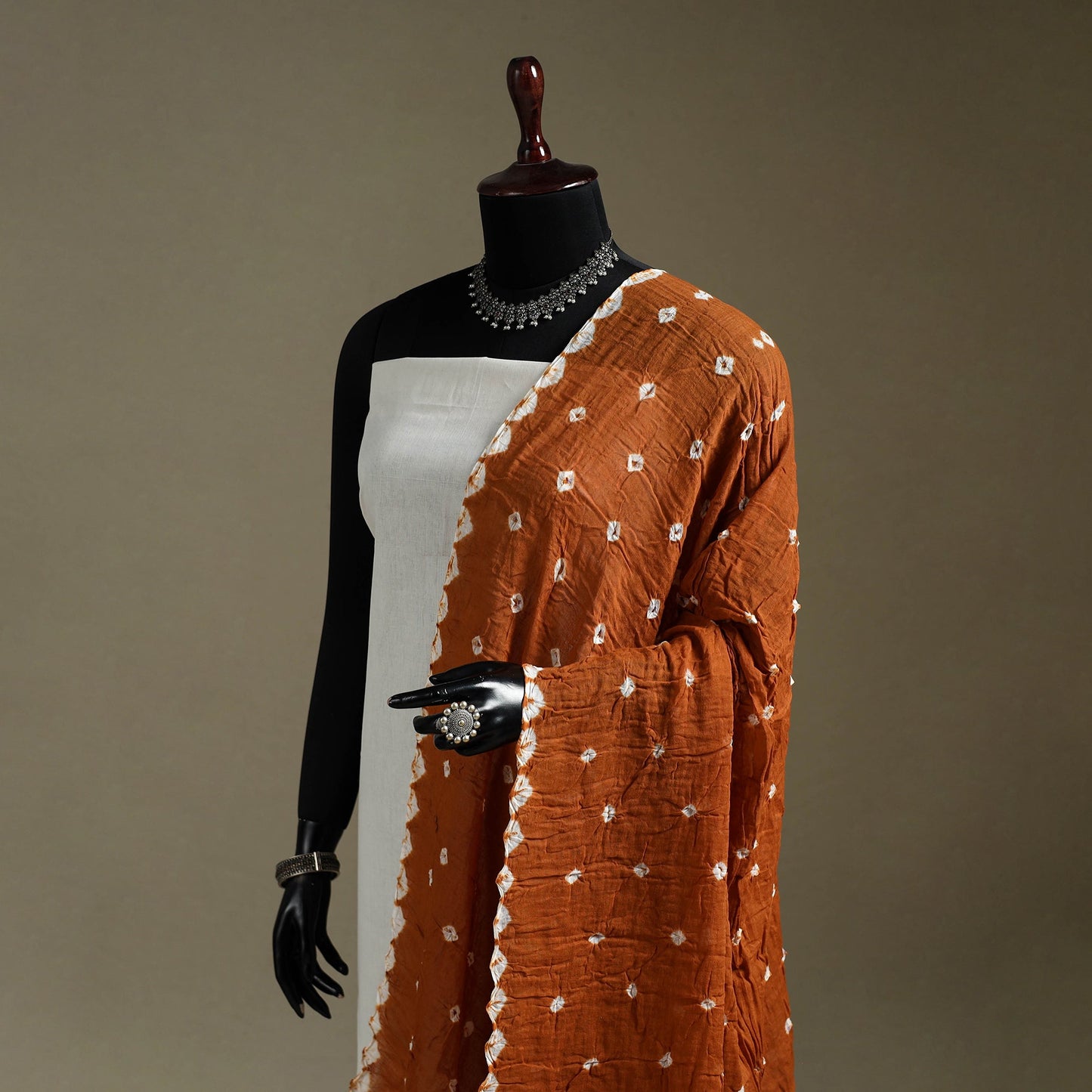Kutch tie-dye mul cotton shibori bandhani dupatta 34