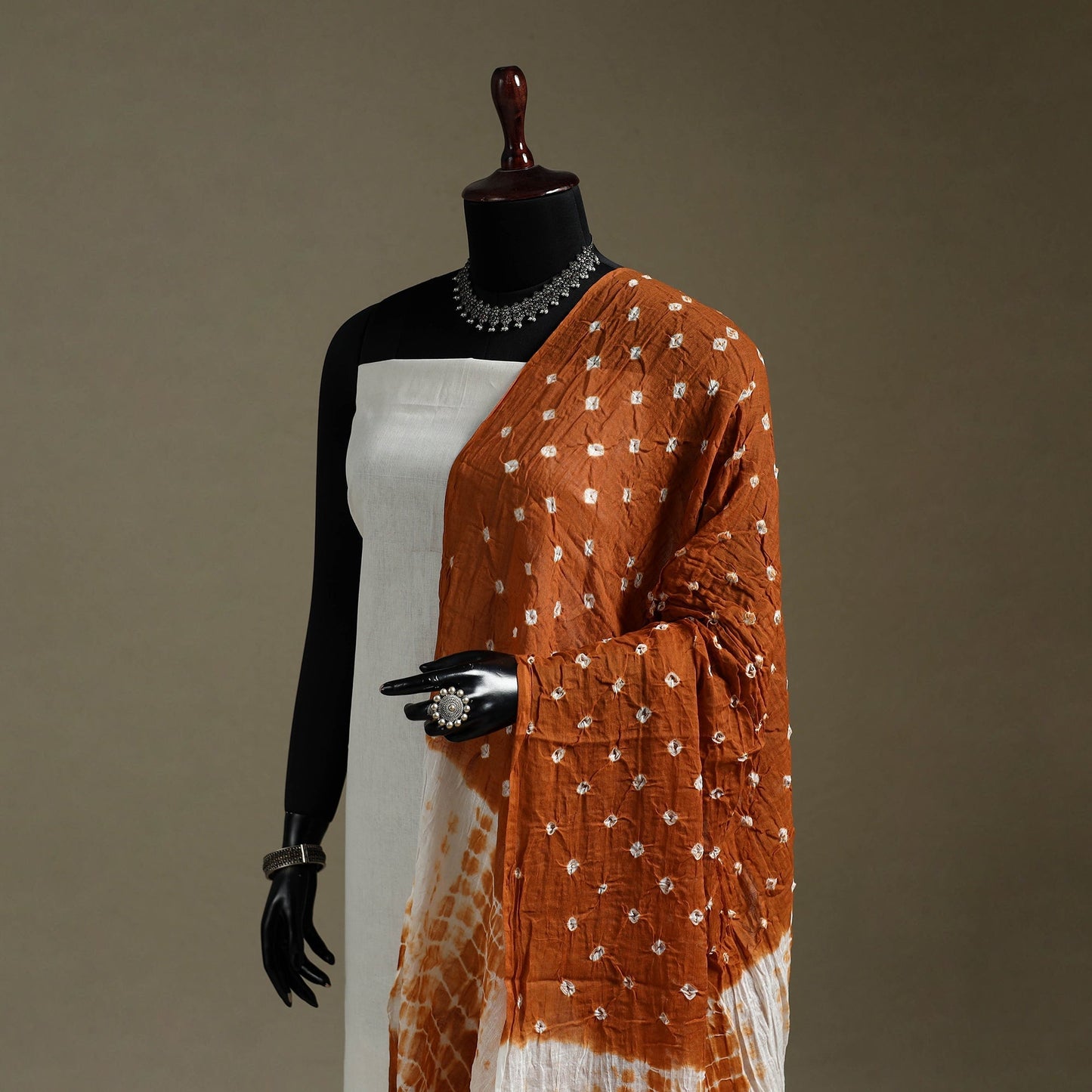 Kutch tie-dye mul cotton shibori bandhani dupatta 30