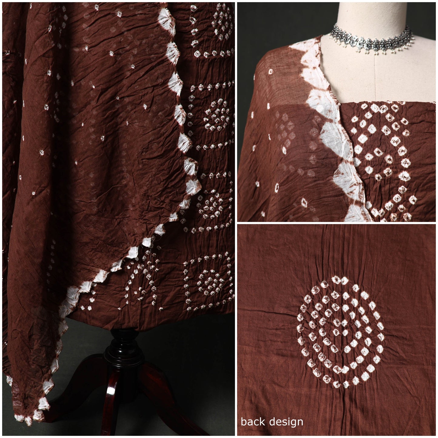 Kutch tie-dye satin cotton bandhani 3pc unstitched dress
