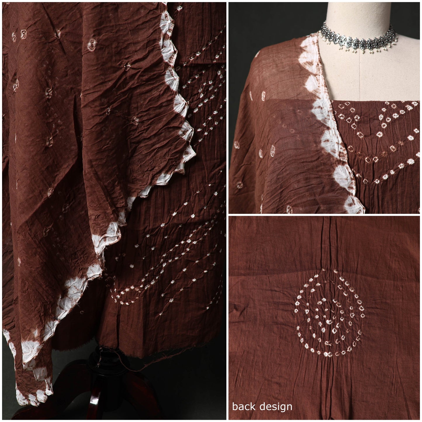 Kutch tie-dye satin cotton bandhani 3pc unstitched dress