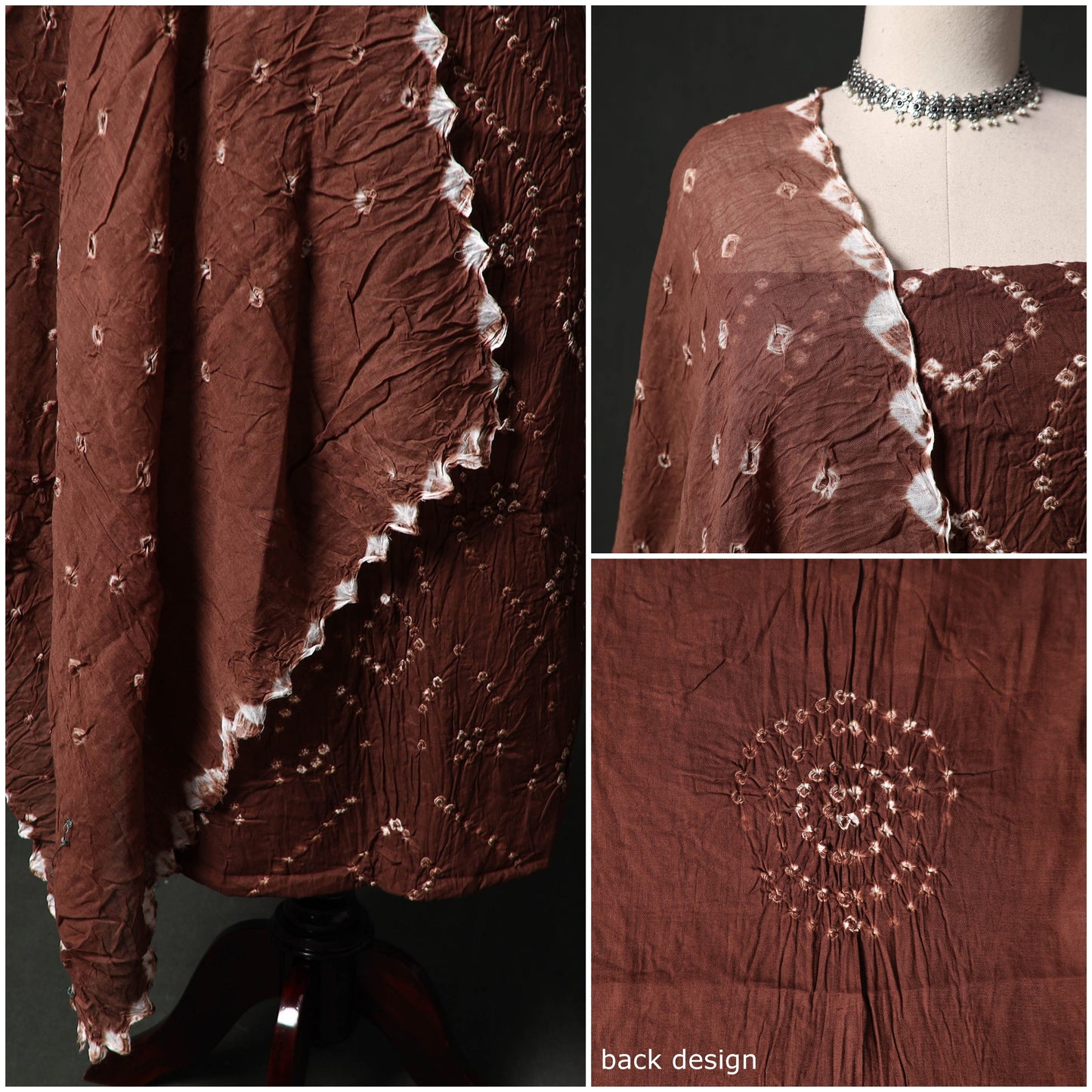 Kutch tie-dye satin cotton bandhani 3pc unstitched dress