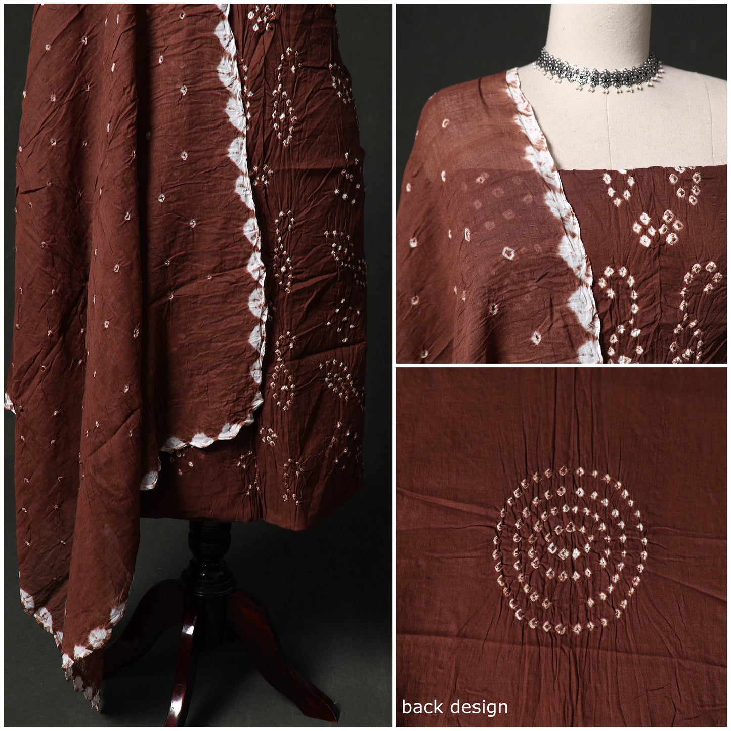 Kutch tie-dye satin cotton bandhani 3pc unstitched dress