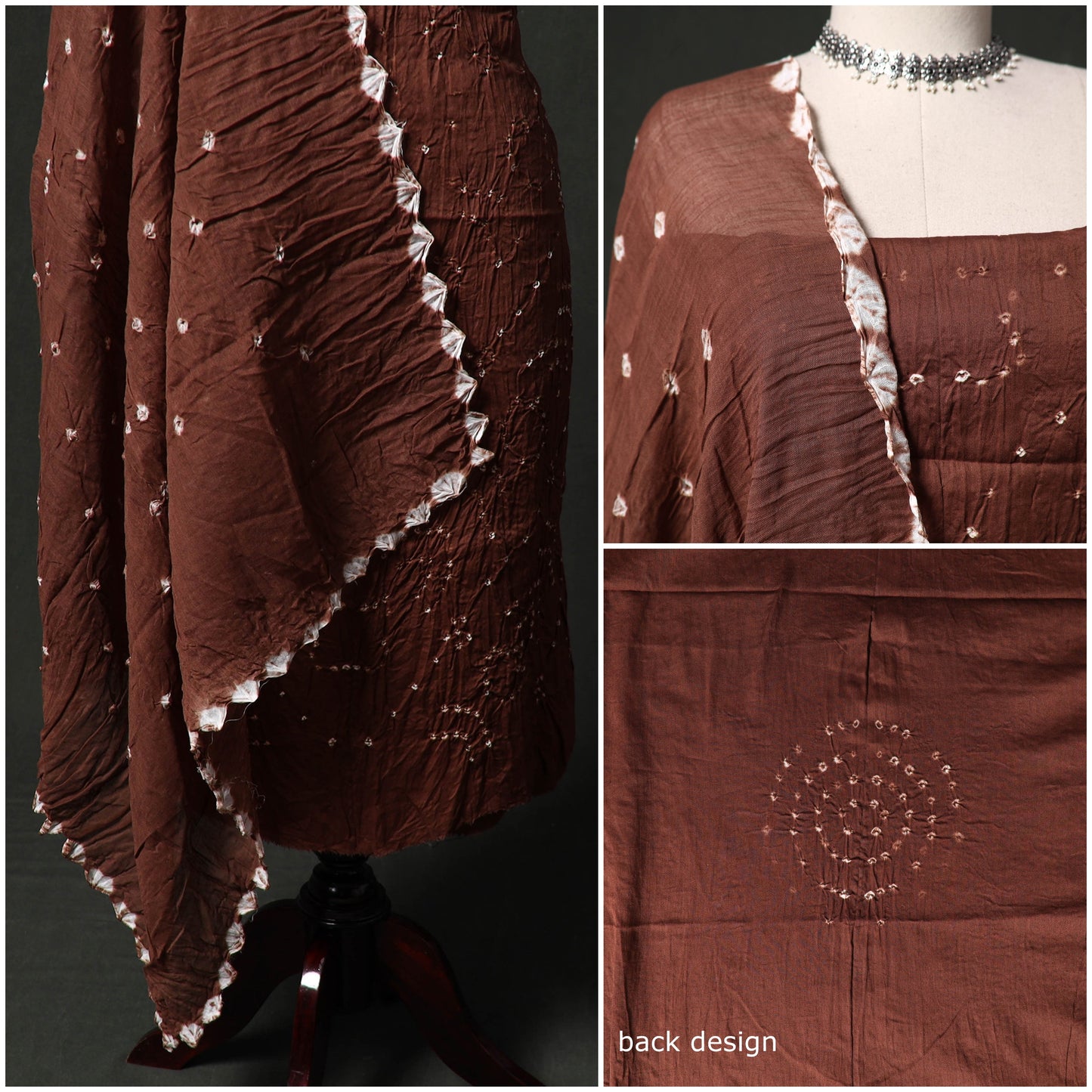 Kutch tie-dye satin cotton bandhani 3pc unstitched dress