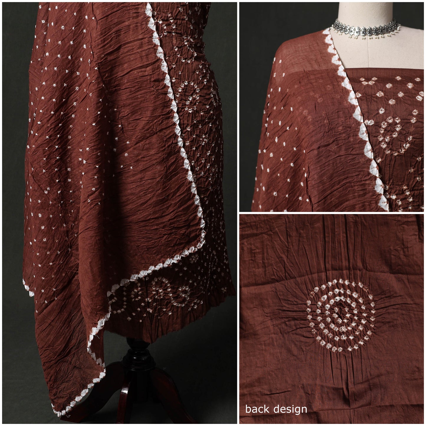 Kutch tie-dye satin cotton bandhani 3pc unstitched dress