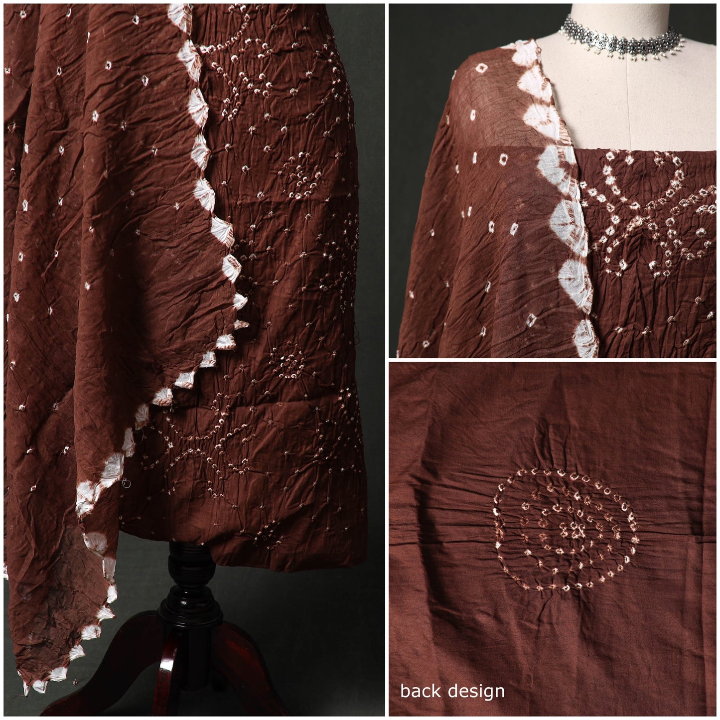 Kutch tie-dye satin cotton bandhani 3pc unstitched dress