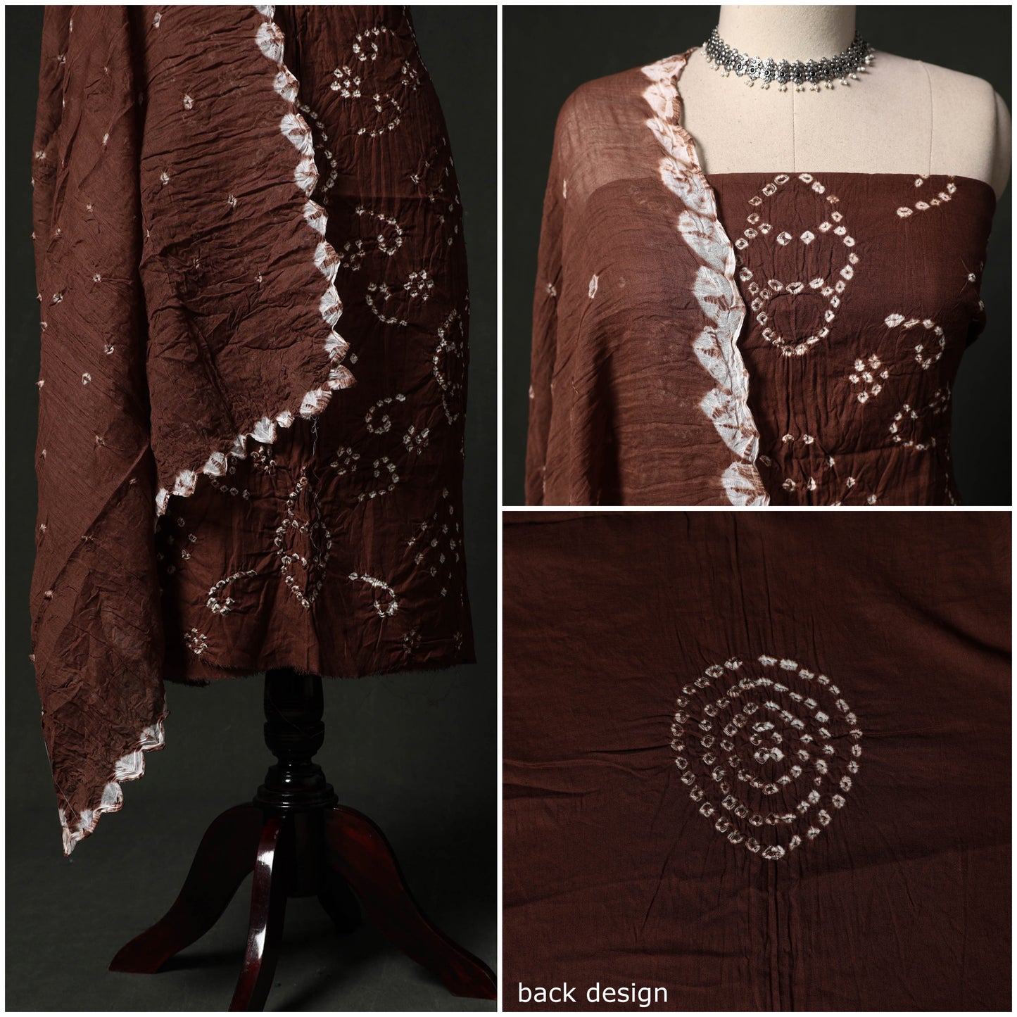 Kutch tie-dye satin cotton bandhani 3pc unstitched dress