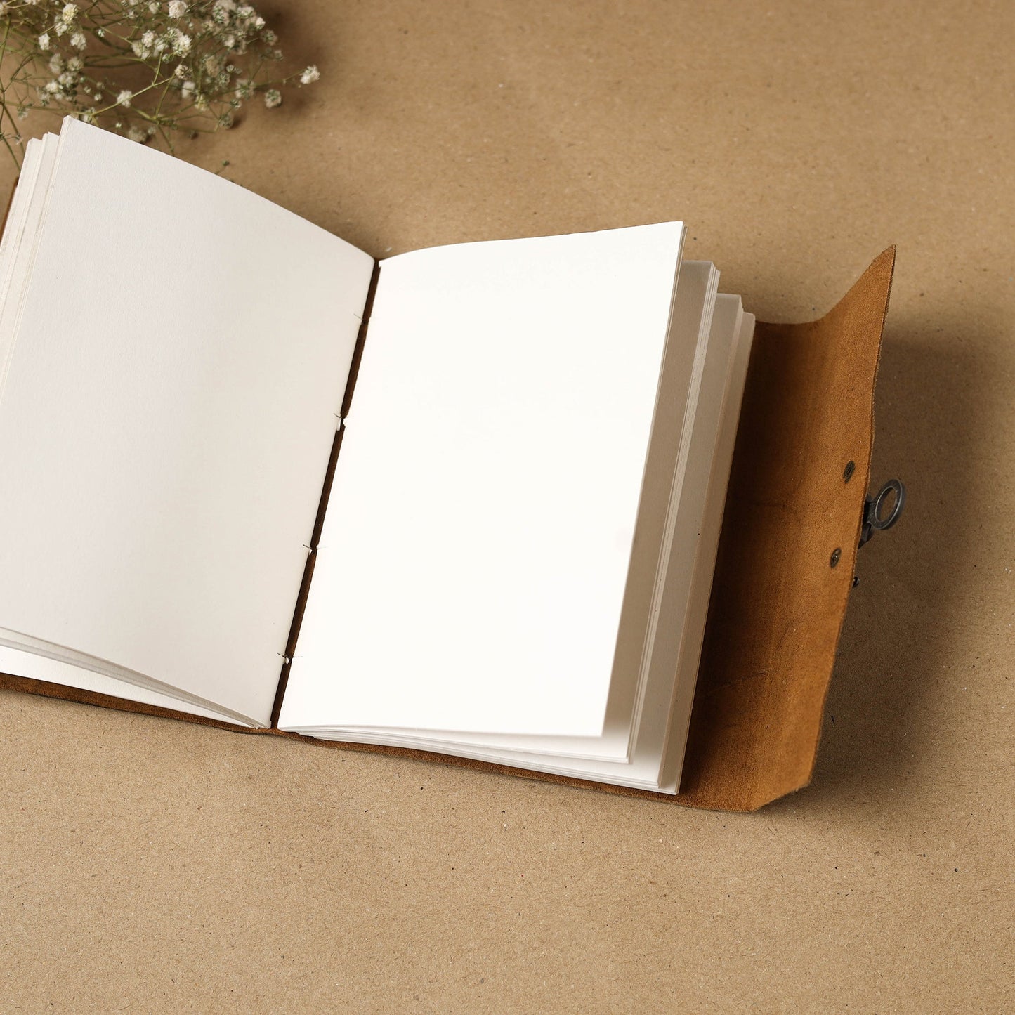 Brown - leather cover handmade paper notebook 02