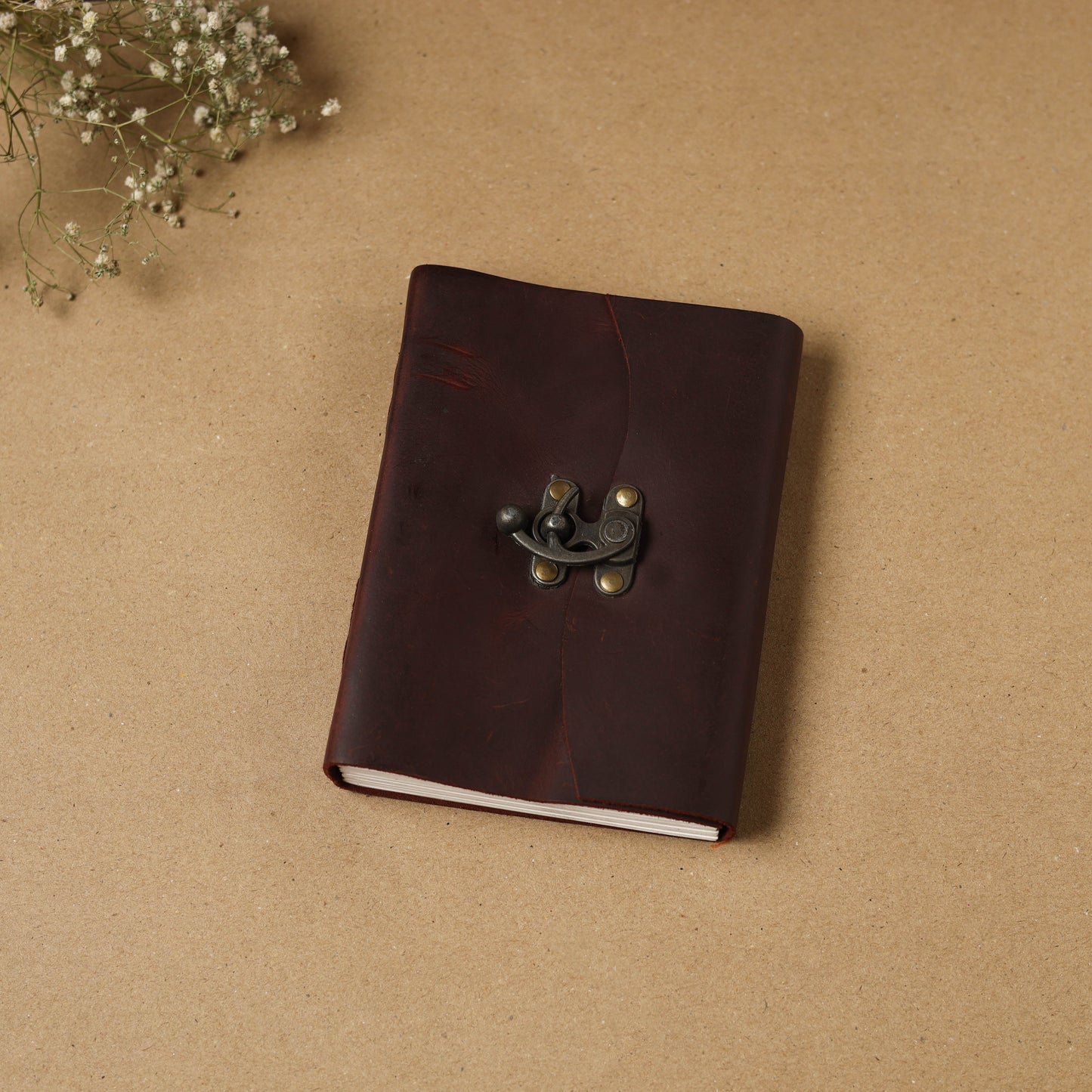 Brown - leather cover handmade paper notebook 07