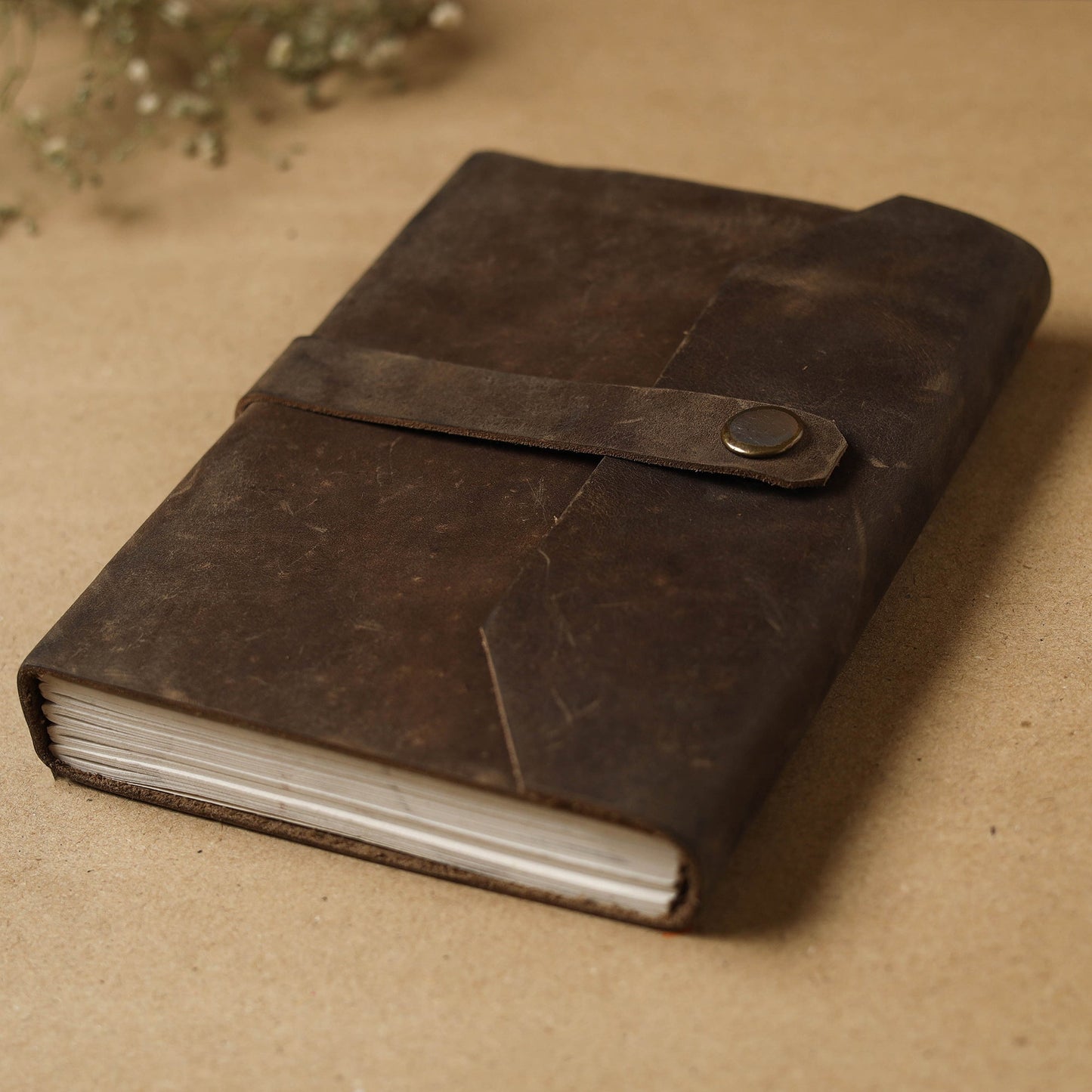 Brown - leather cover handmade paper notebook 11