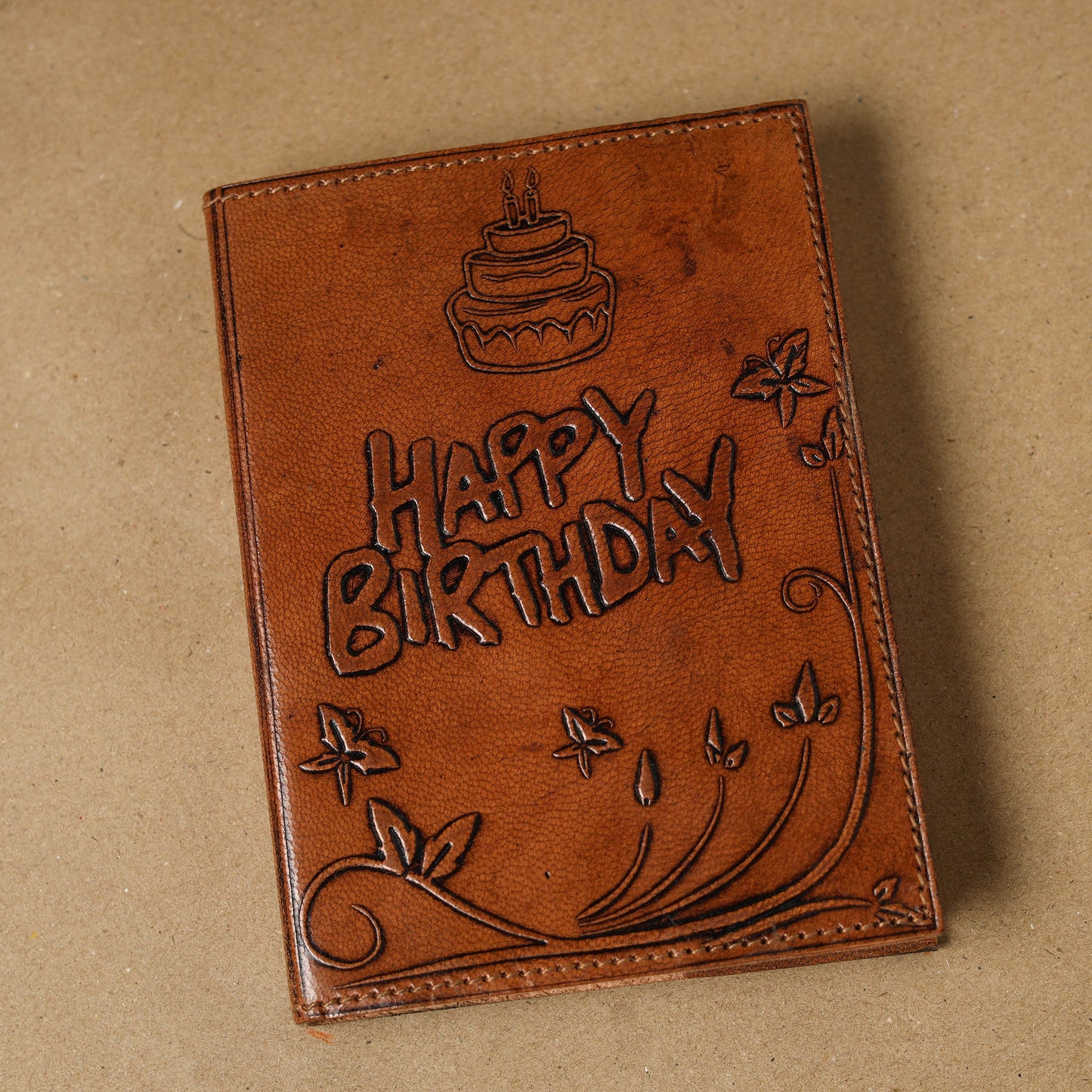 Brown - leather cover handmade paper notebook 19