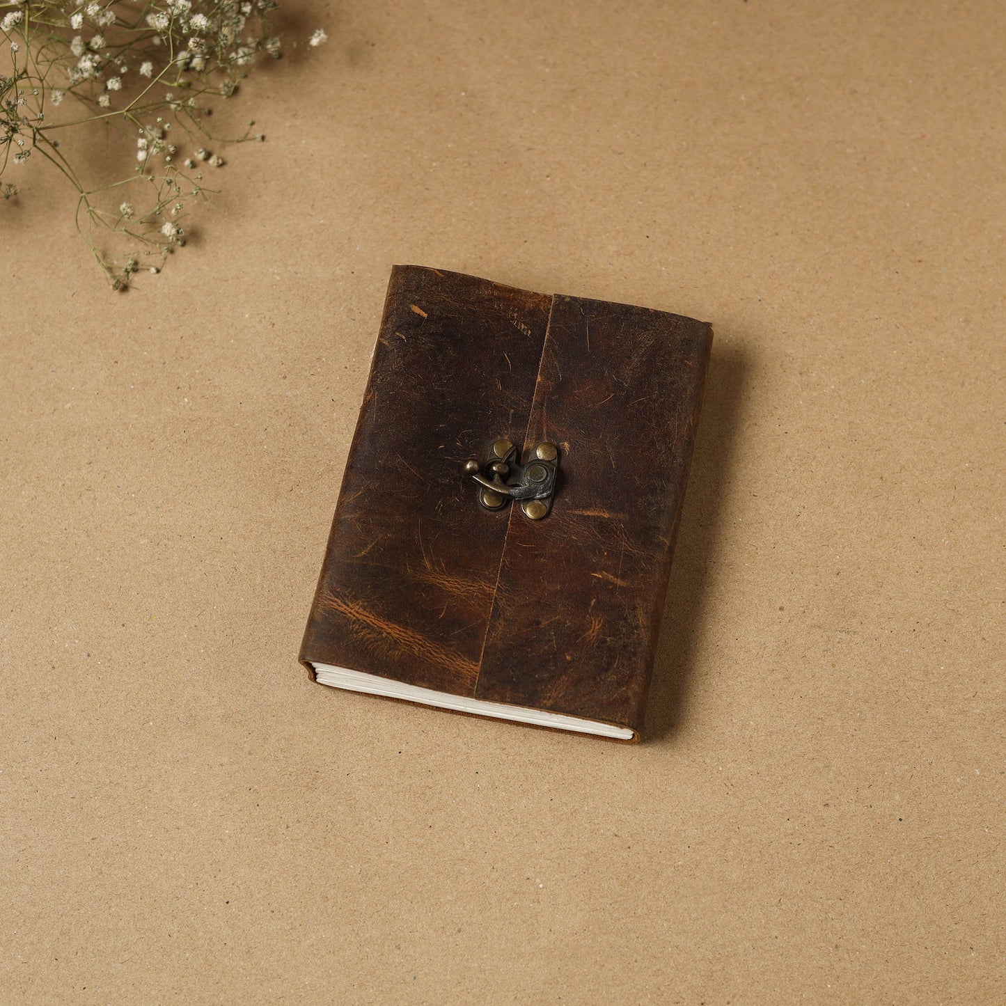 Brown - leather cover handmade paper notebook 22