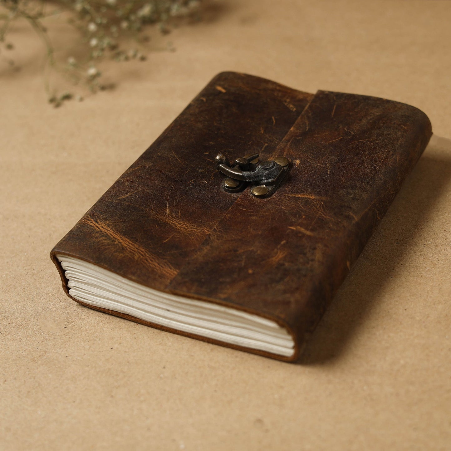 Brown - leather cover handmade paper notebook 22