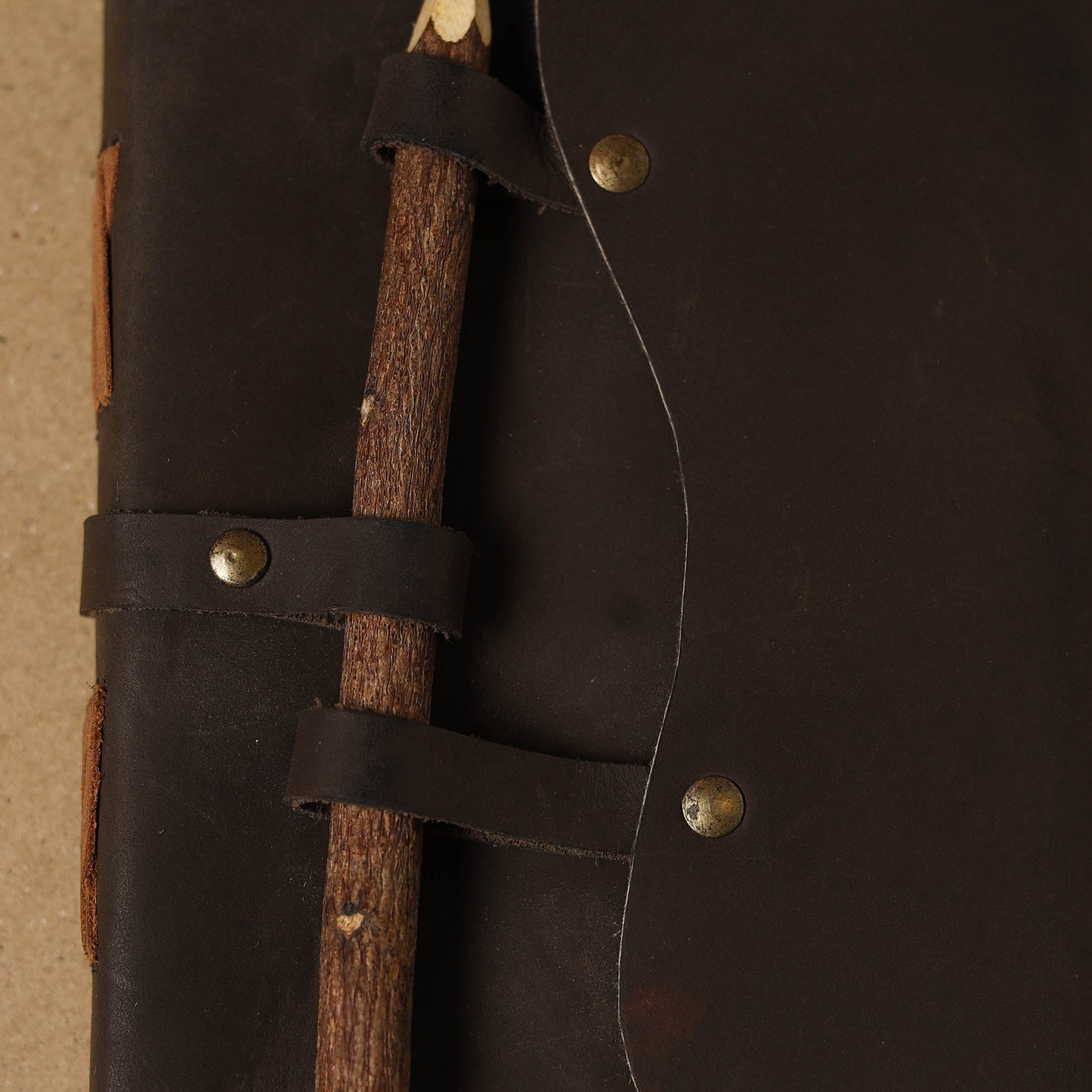 Brown - leather cover handmade paper notebook 23