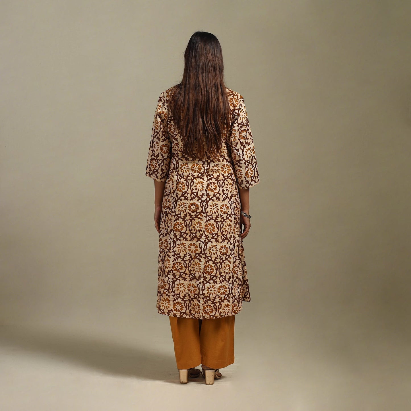 A-line embroidered cotton hand batik kurta for women 13