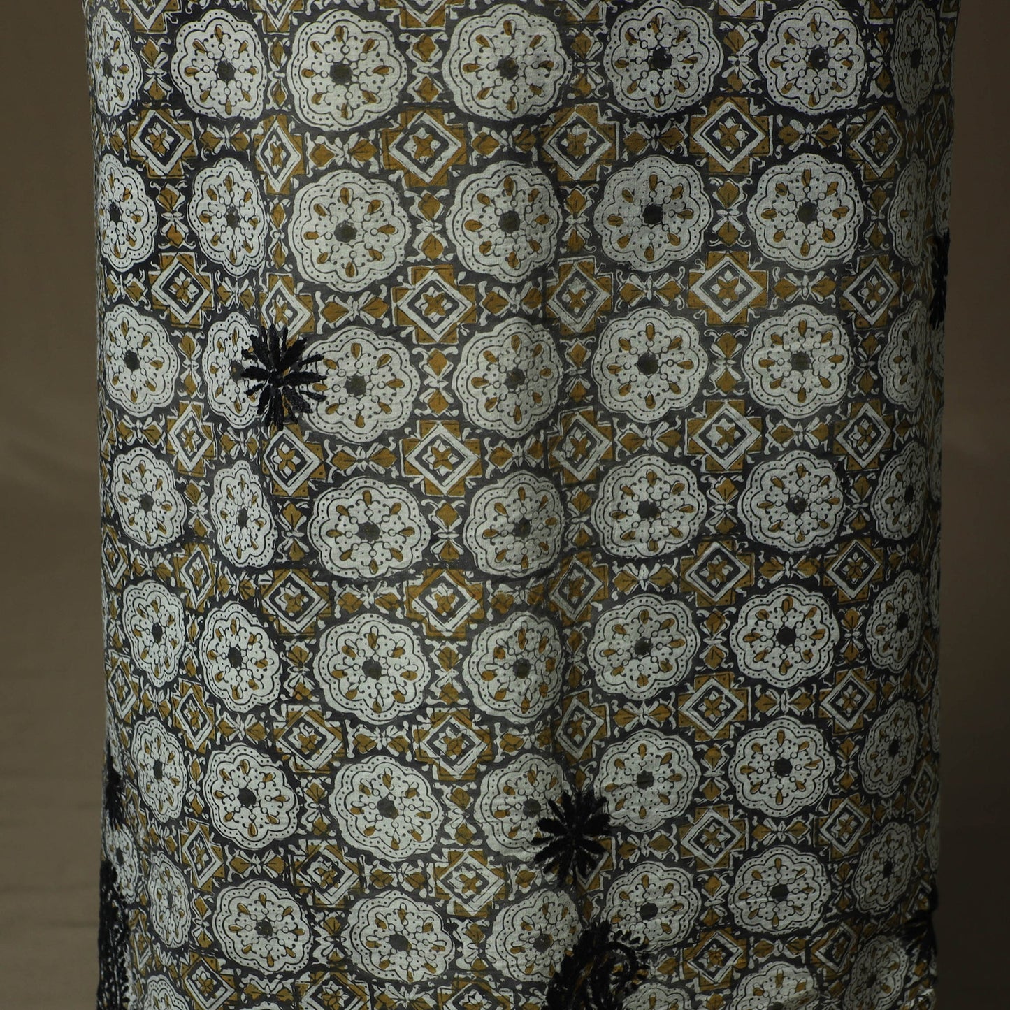 Lucknowi chikankari hand work bagru block print unstitched