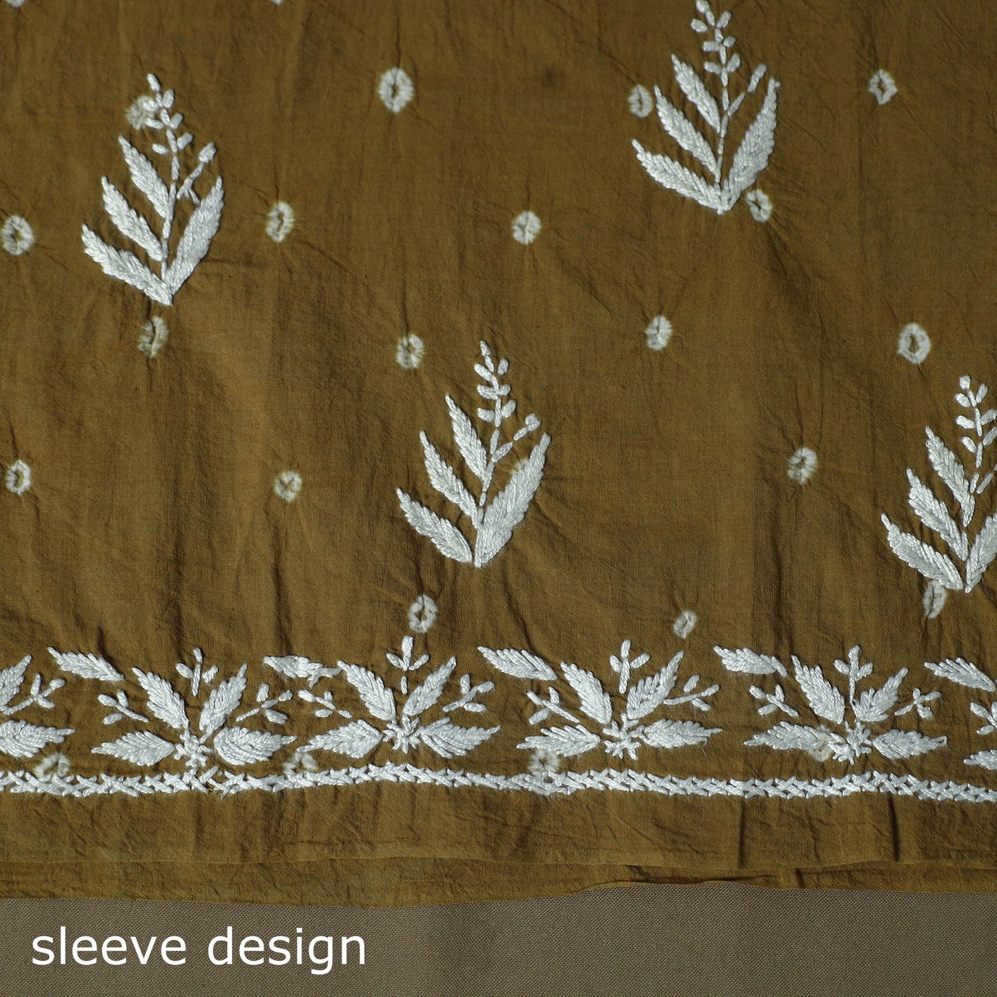 Lucknowi chikankari hand work bandhani unstitched kurta