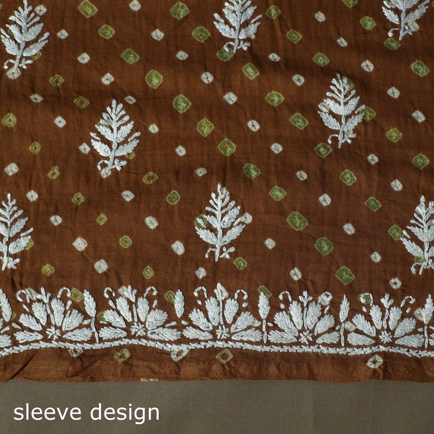 Lucknowi chikankari hand work bandhani unstitched kurta