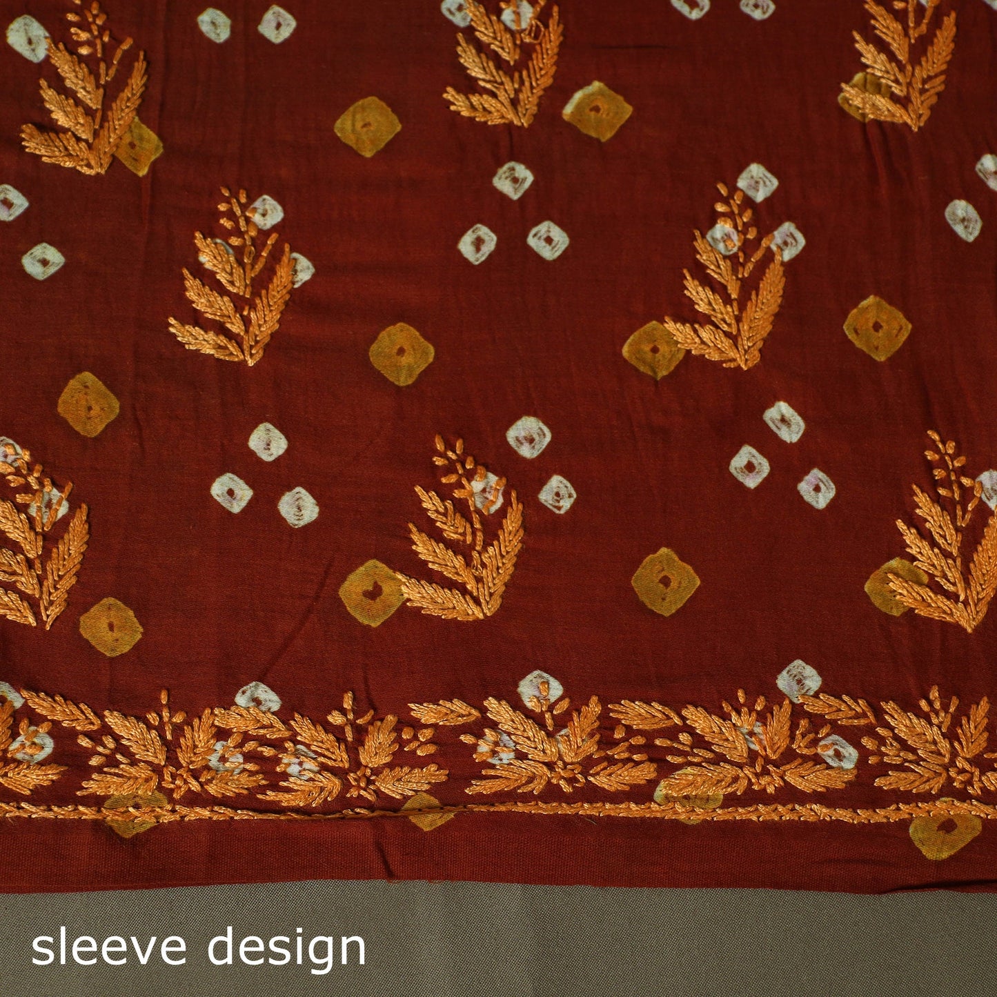 Lucknowi chikankari hand work bandhani unstitched kurta