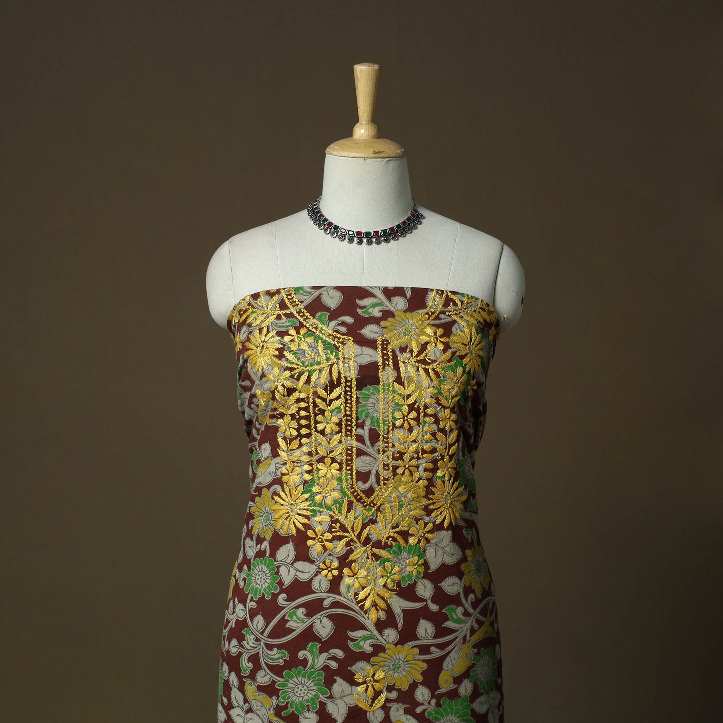 Lucknowi chikankari hand work kalamkari unstitched kurta