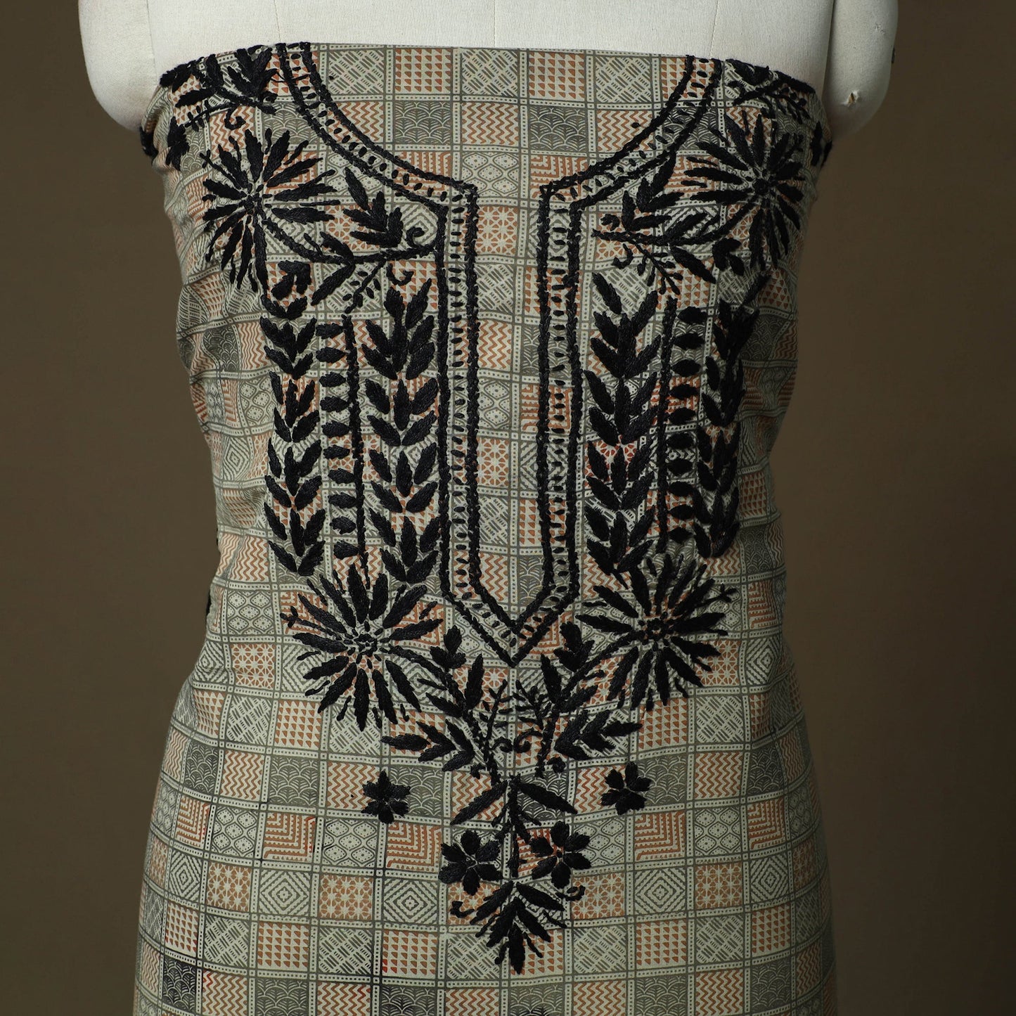 Lucknowi chikankari hand work kalamkari unstitched kurta