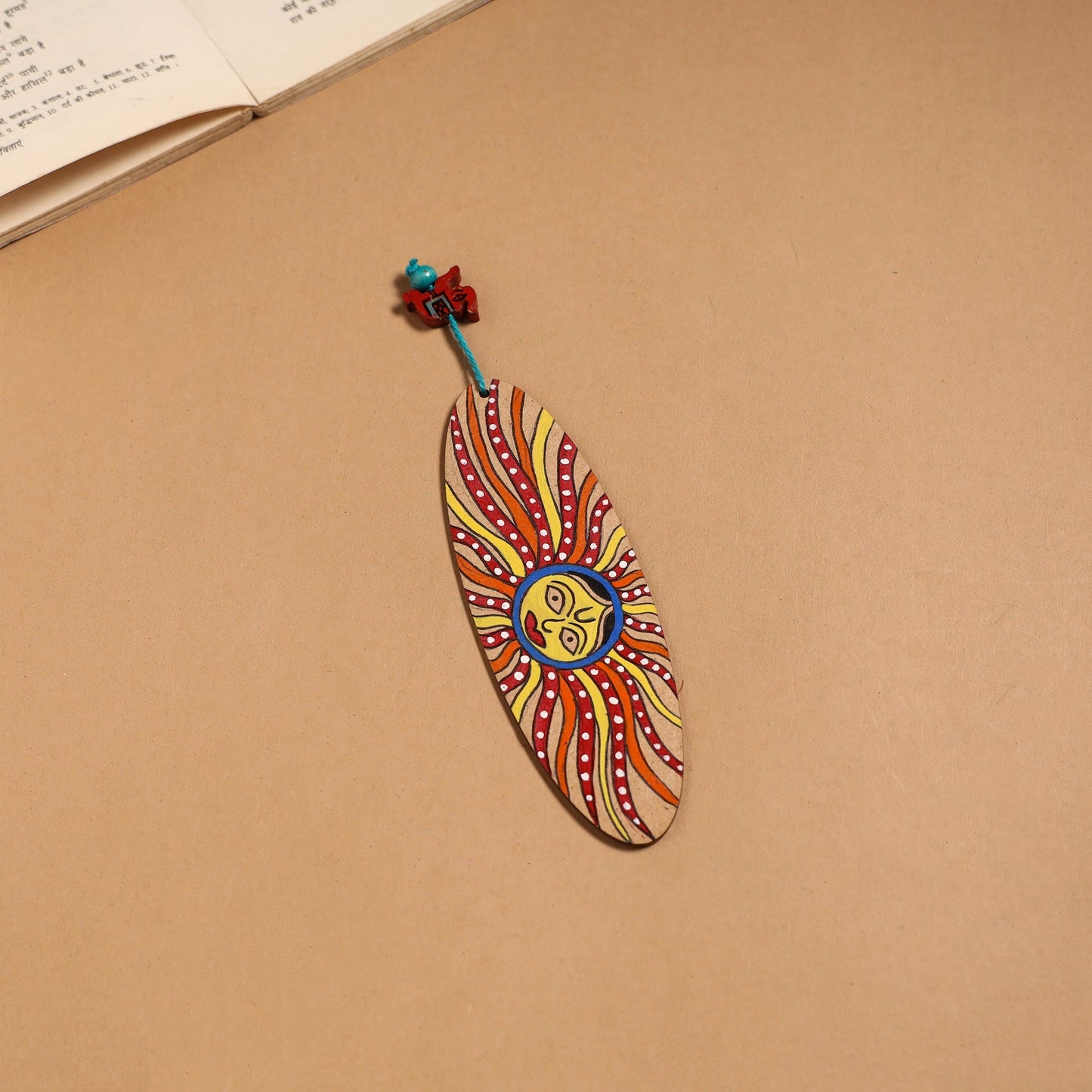 Multicolor - madhubani handpainted wooden bookmark 39
