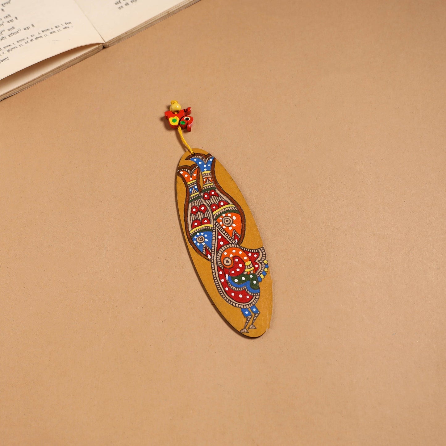 Multicolor - madhubani handpainted wooden bookmark 40