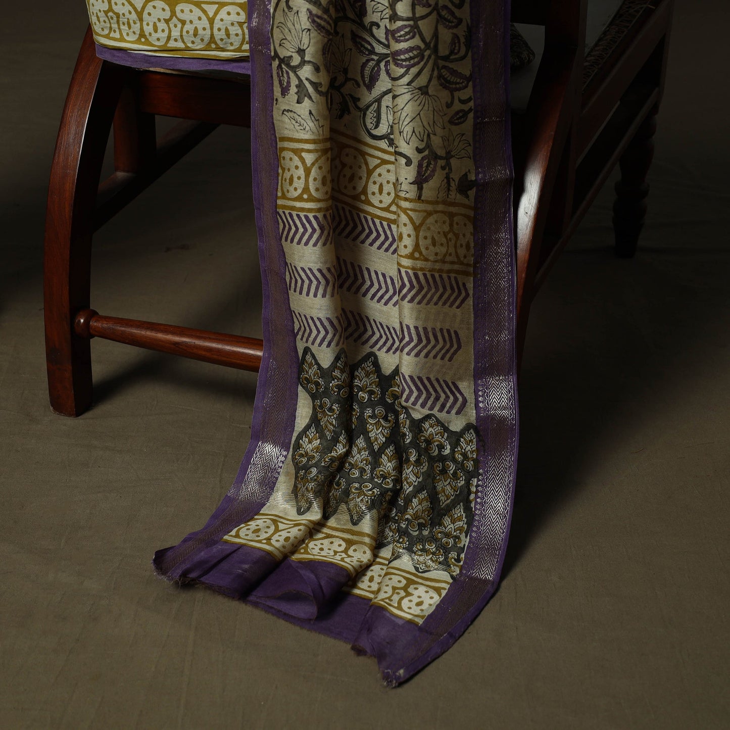 Maheshwari silk hand block bagru print 3pc unstitched dress