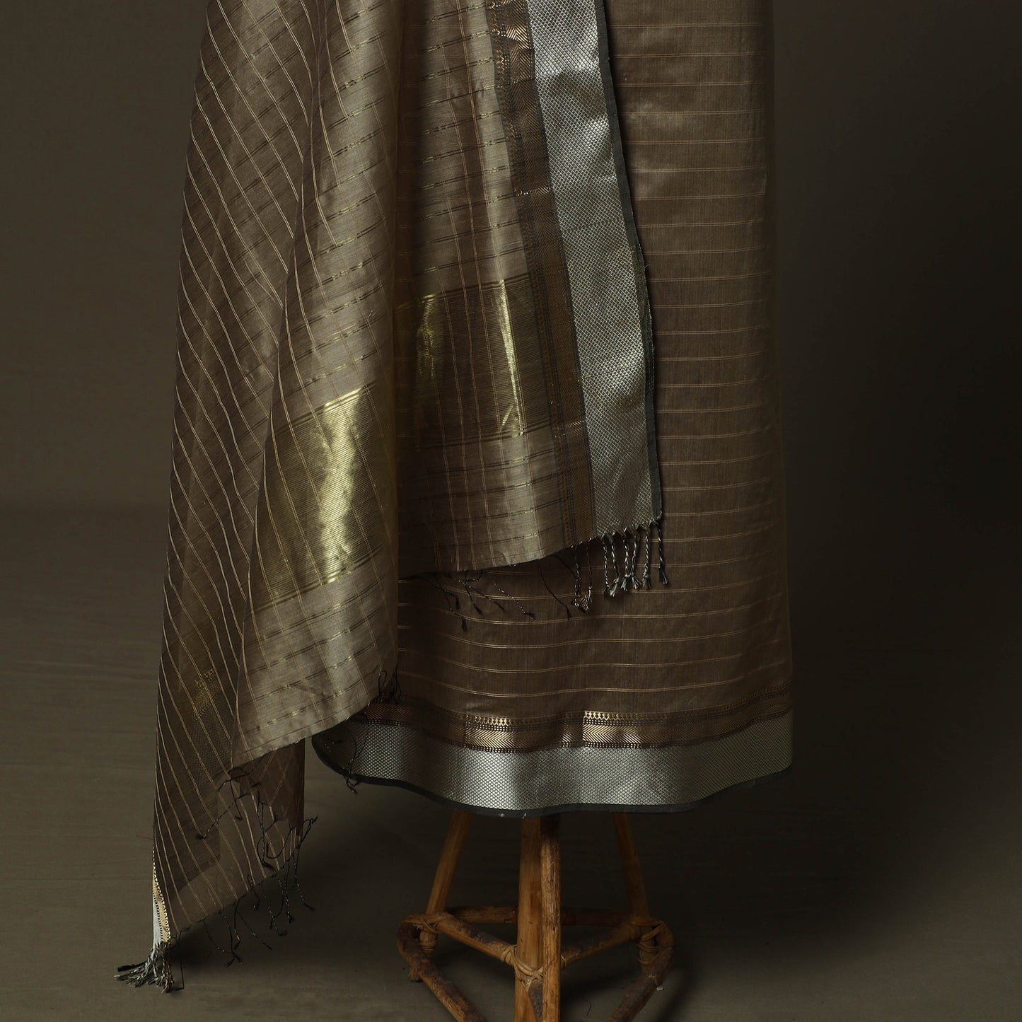 Maheshwari silk handloom zari stripes 2pc unstitched dress