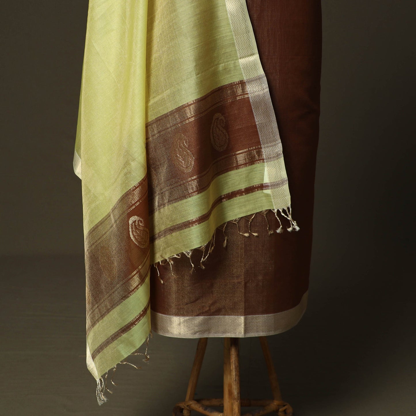 Maheshwari silk tissue zari handloom 2pc unstitched dress