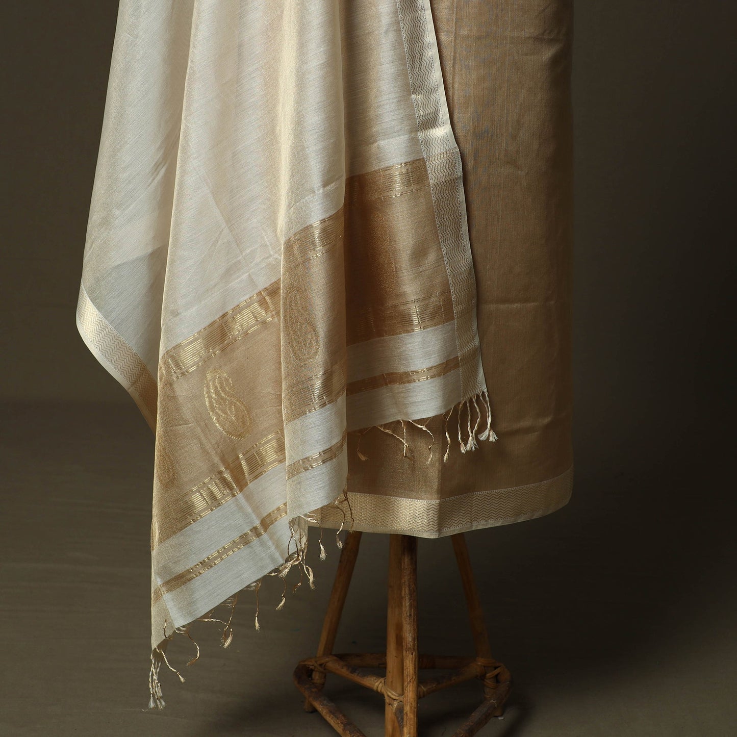 Maheshwari silk tissue zari handloom 2pc unstitched dress