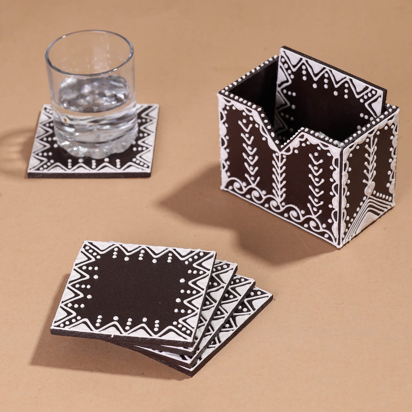 Mandana Art Handpainted Paper Mache Coasters
