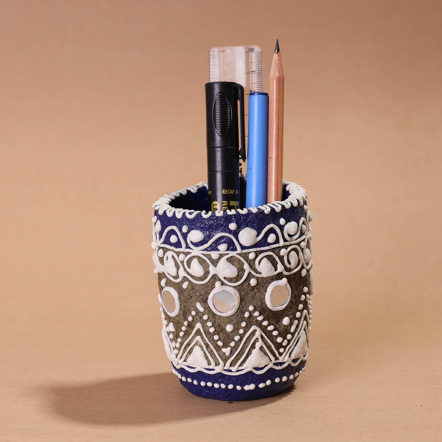 Mandana Art Handpainted Paper Mache Pen Stand