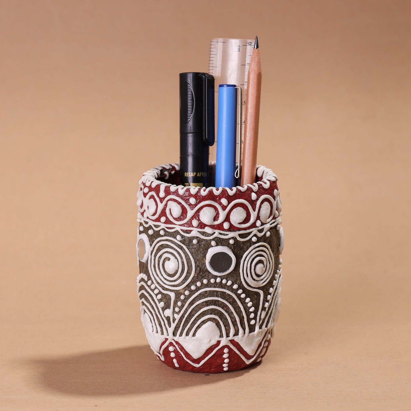 Mandana Art Handpainted Paper Mache Pen Stand