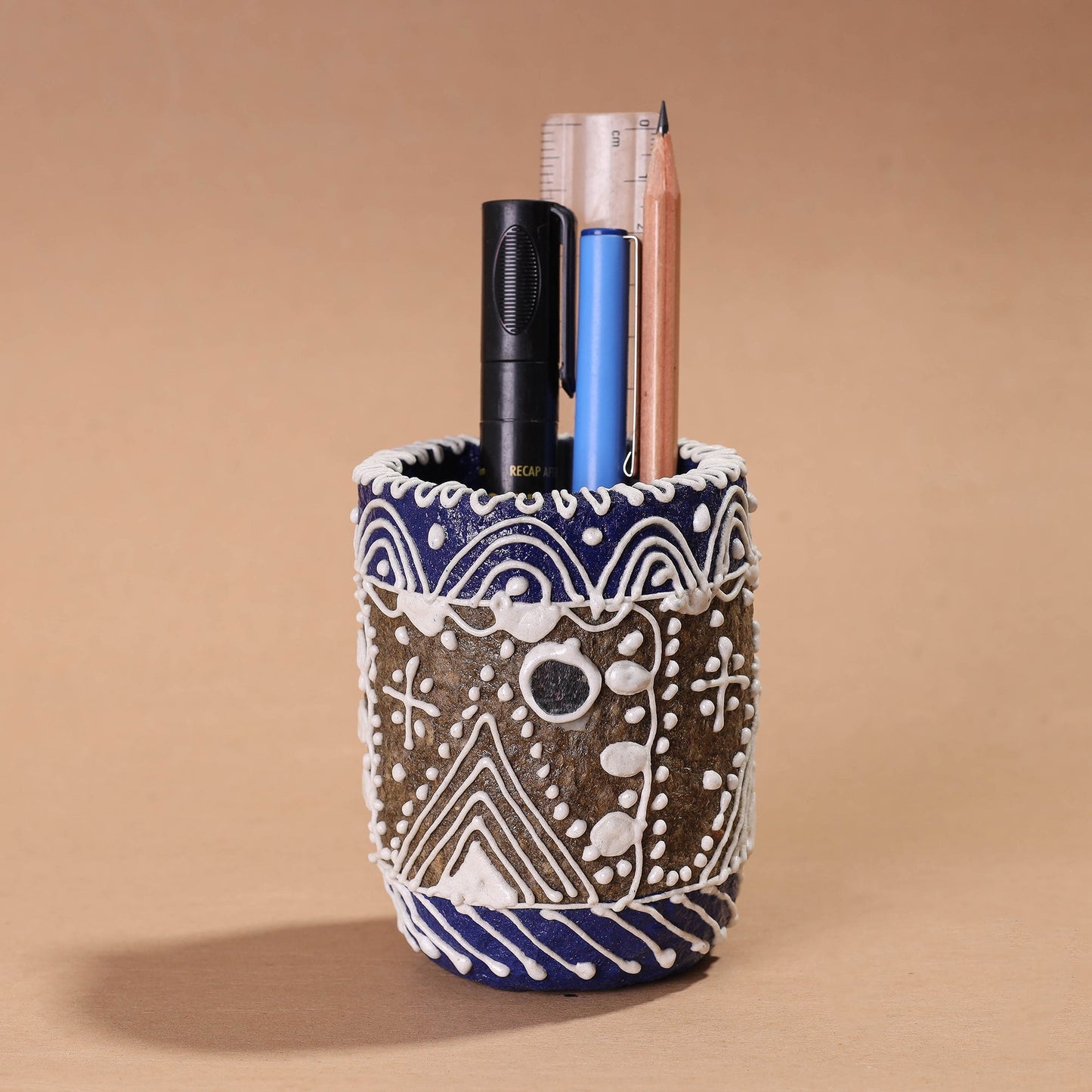 Mandana Art Handpainted Paper Mache Pen Stand