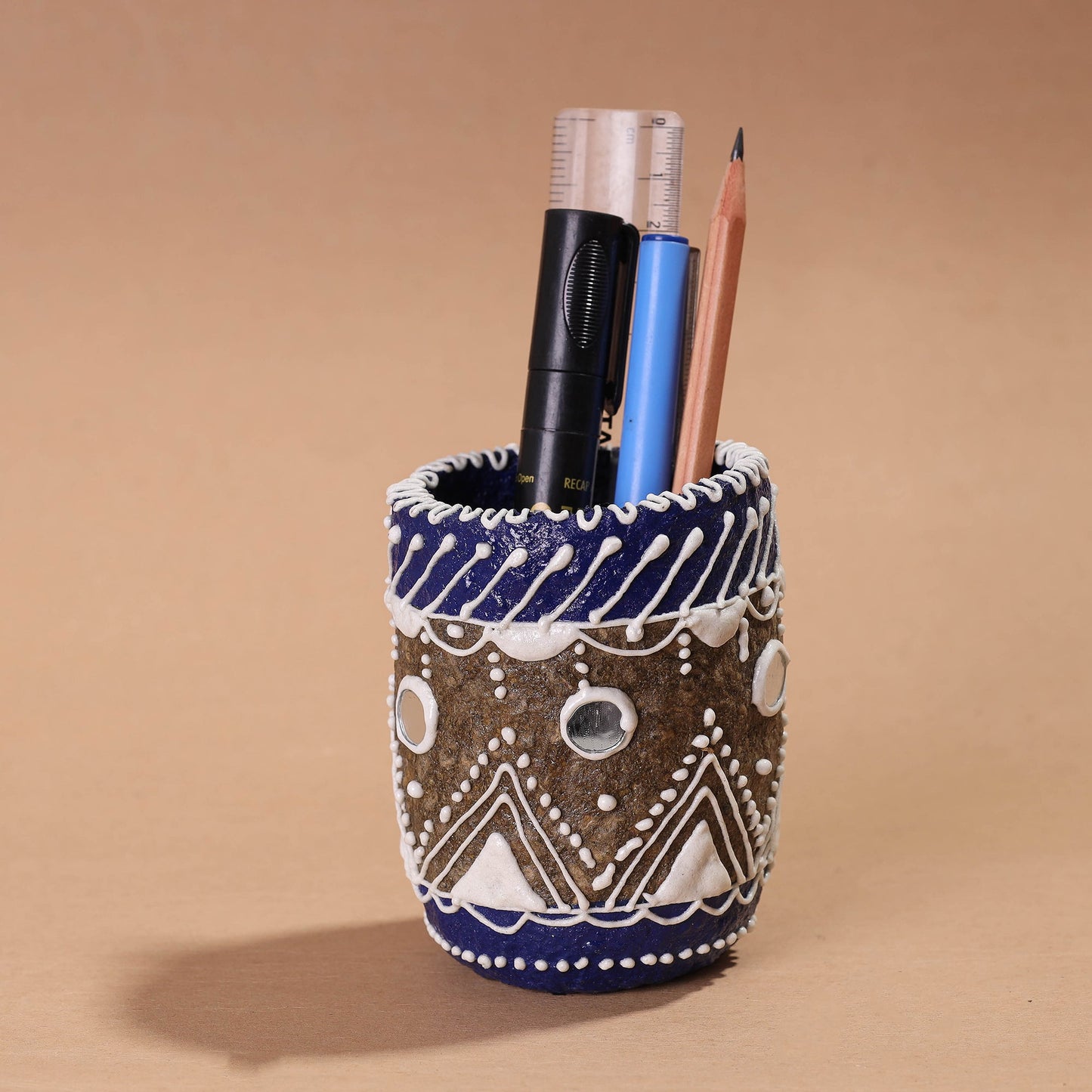 Mandana Art Handpainted Paper Mache Pen Stand