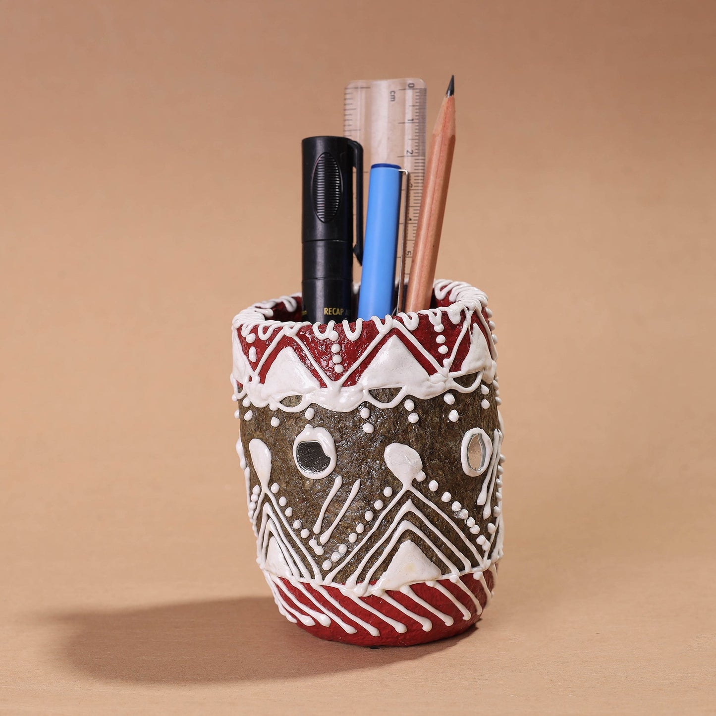 Mandana Art Handpainted Paper Mache Pen Stand