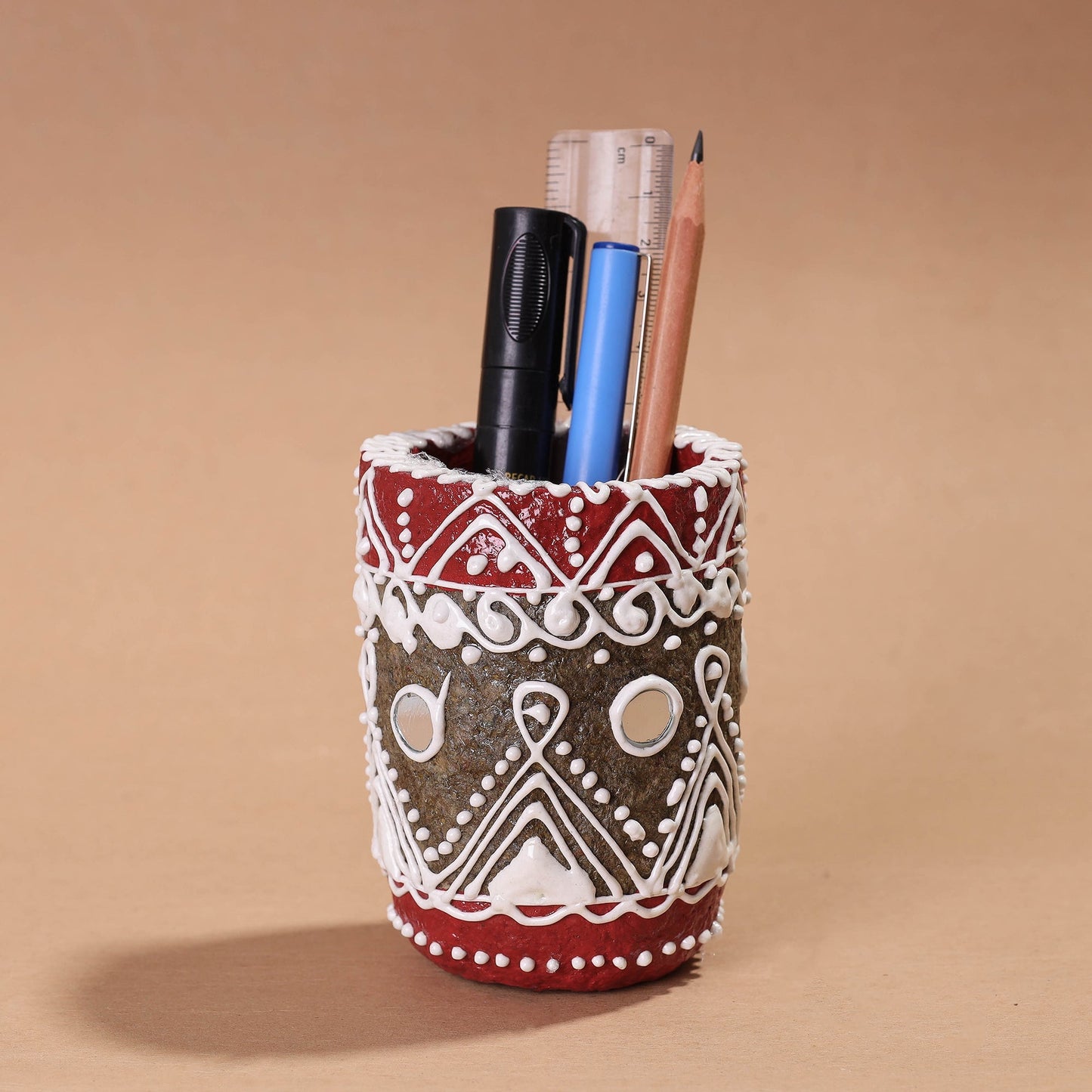 Mandana Art Handpainted Paper Mache Pen Stand