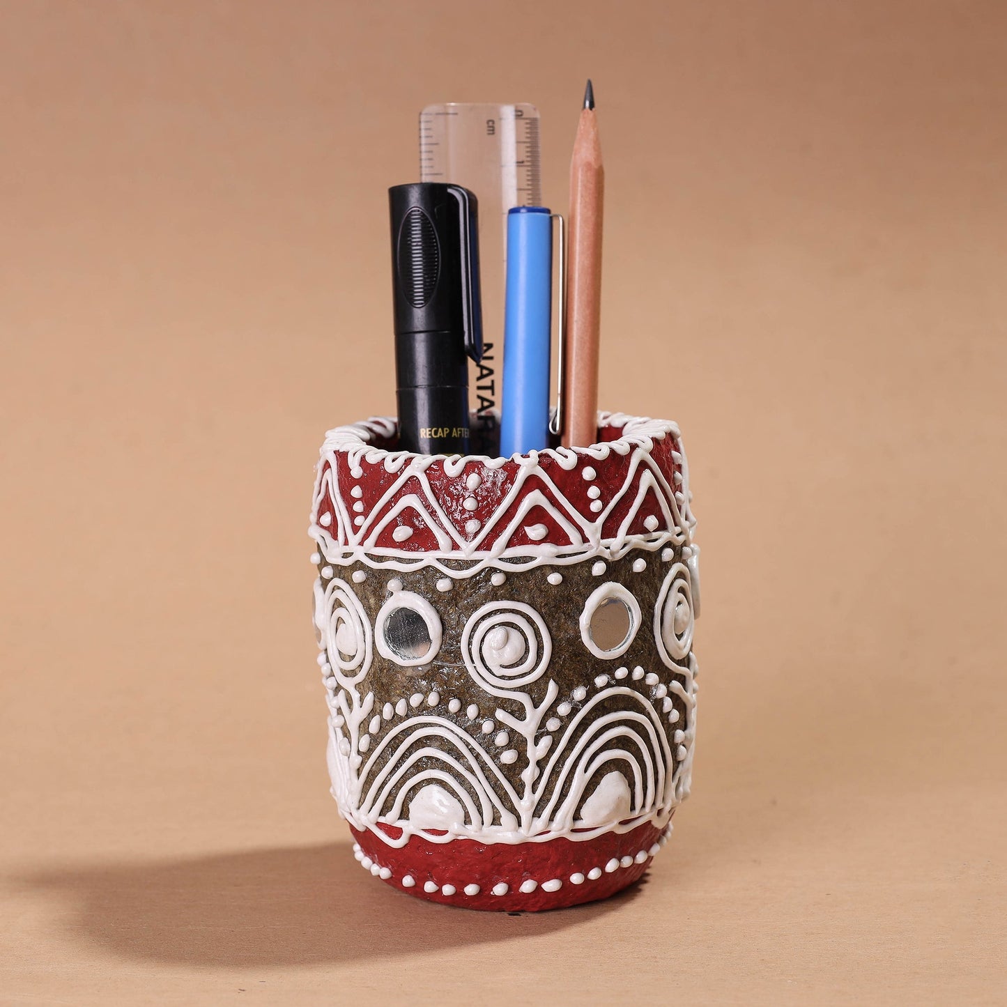 Mandana Art Handpainted Paper Mache Pen Stand