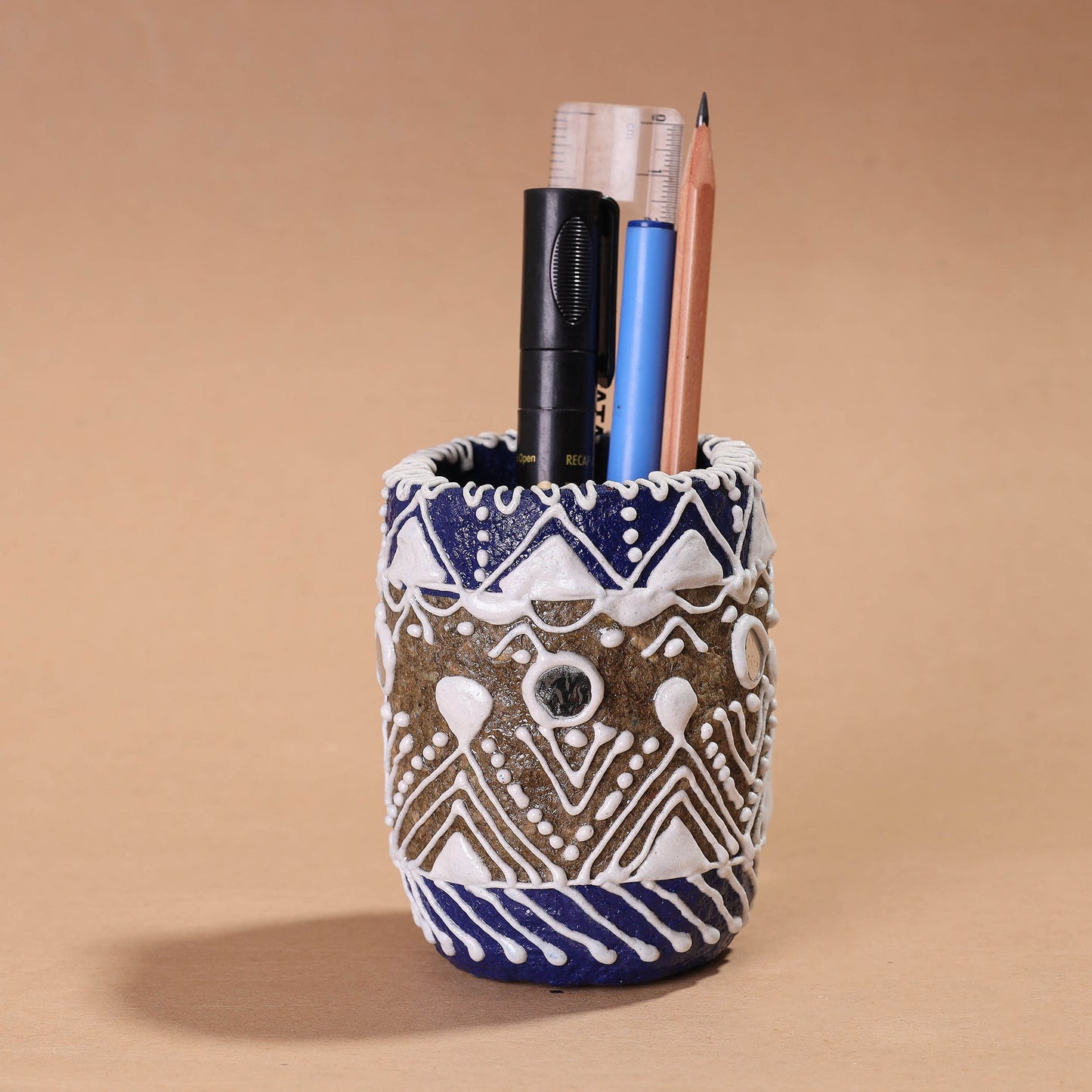 Mandana Art Handpainted Paper Mache Pen Stand